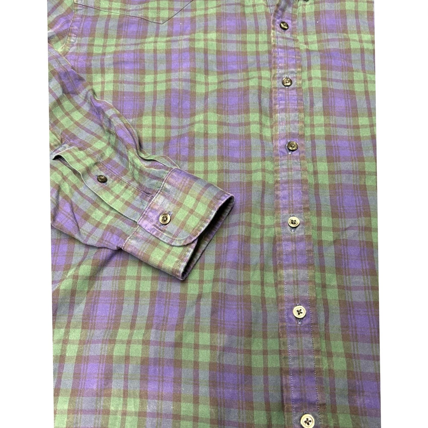 Proper Cloth Proper Cloth Shirt Mens 2XL Green Purple Plaid Cotton Button Down Long Sleeve AC113677281 Size US XXL / EU 58 / 5 - 3 Thumbnail