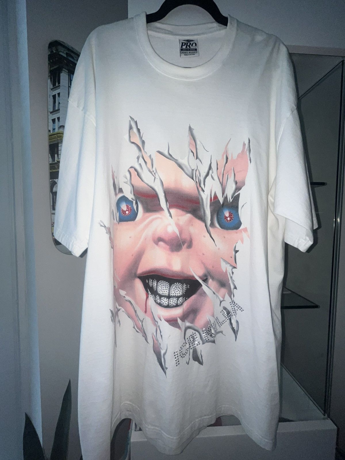 image of Y2K Vintage "ice Killa" Chucky T-Shirt in White, Men's (Size 2XL)