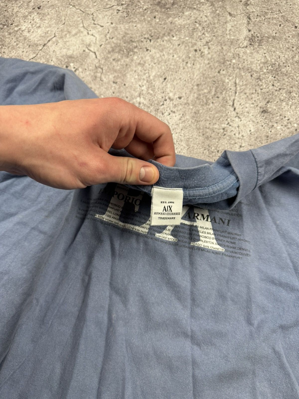 Emporio Armani × Japanese Brand × Vintage Vintage Emporio Armani Crazy faded distressed centre logo Size US L / EU 52-54 / 3 - 8 Thumbnail
