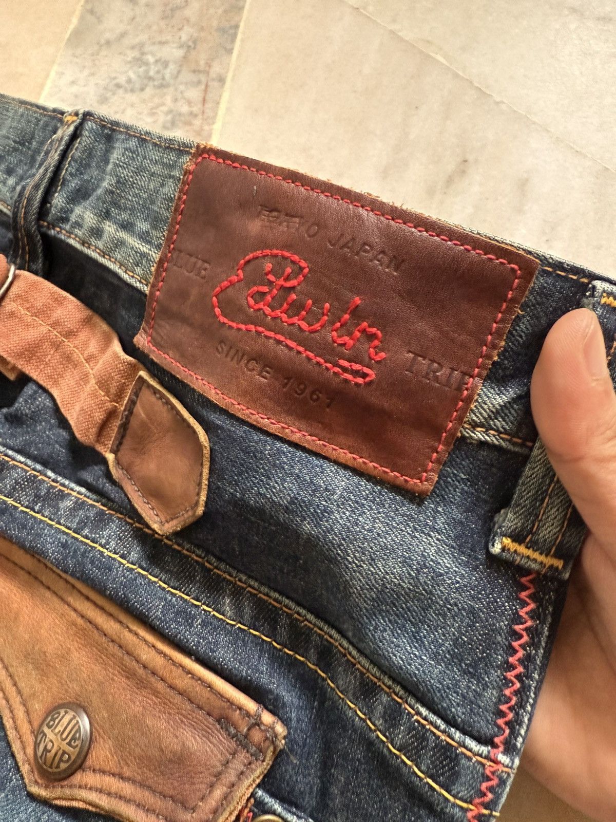 Japanese Brand 90s Vintage Edwin blue trip flare buckle back Size US 32 / EU 48 - 8 Thumbnail