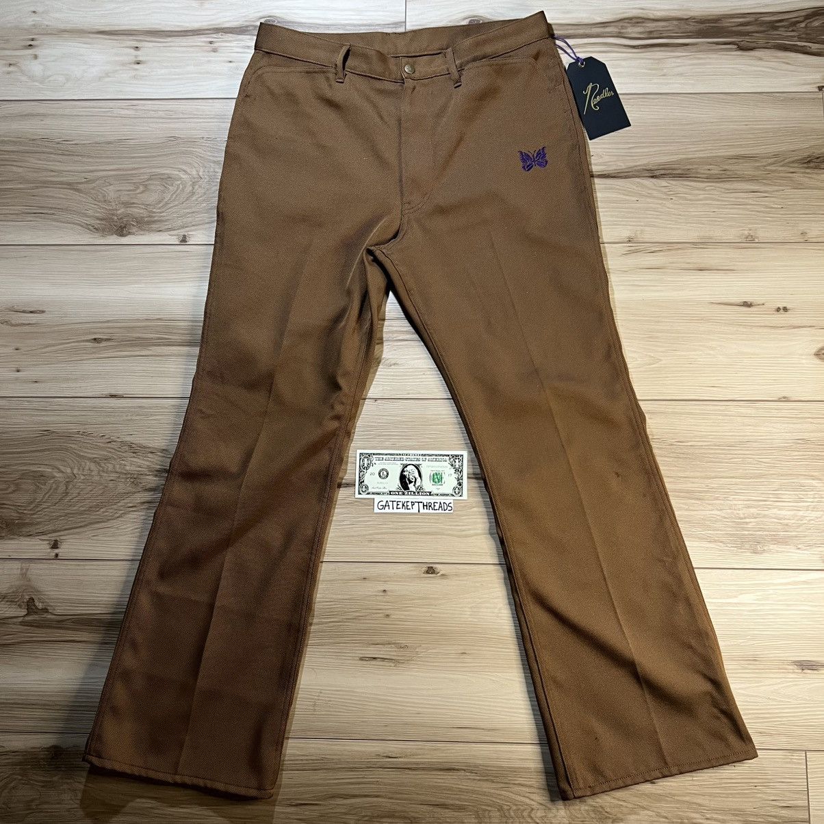 Needles Poly Twill Bootcut Trousers Khaki