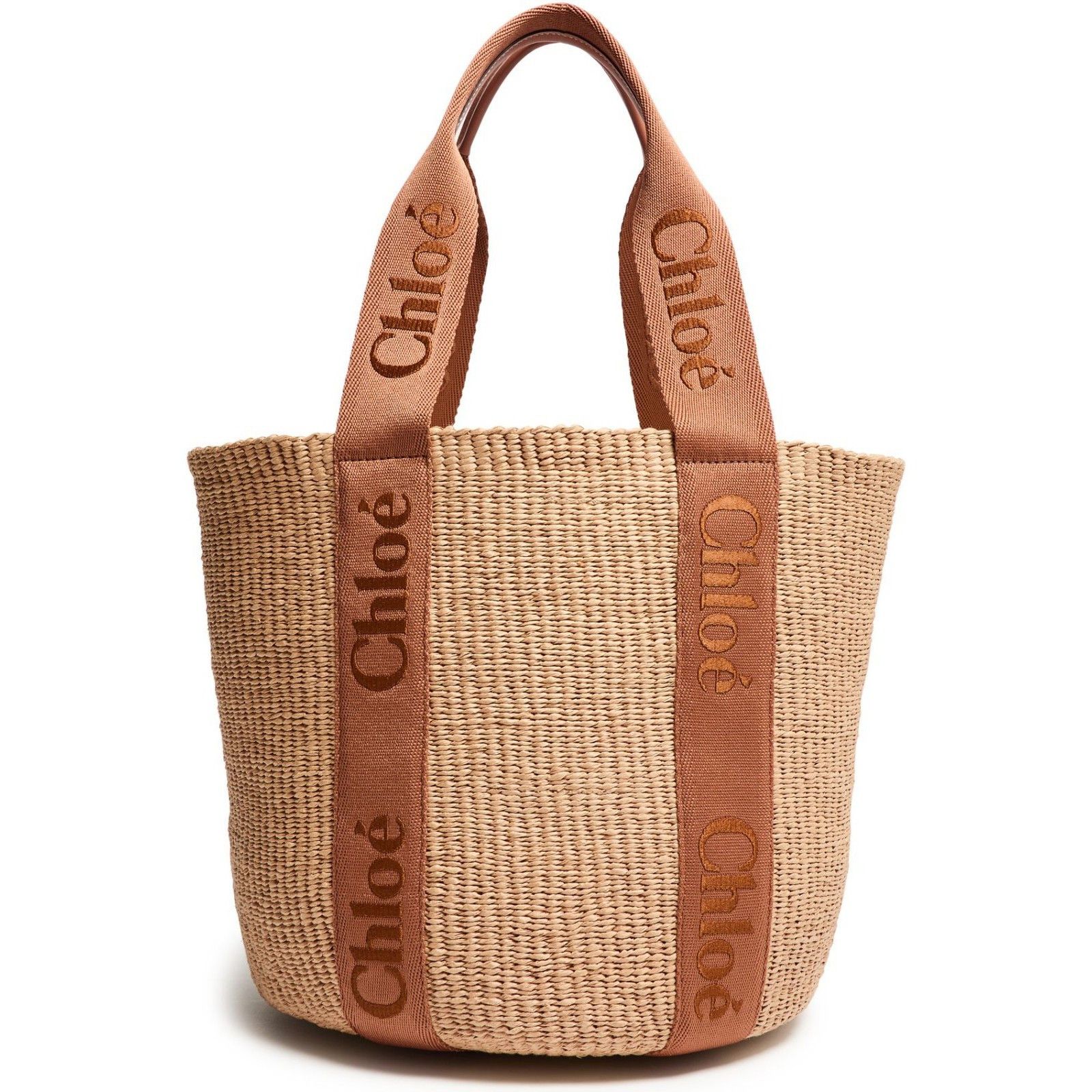 Chloe Chloe Large Basket Tote Dusty Tan Raffia-Effect Linen Should Size ONE SIZE - 3 Thumbnail