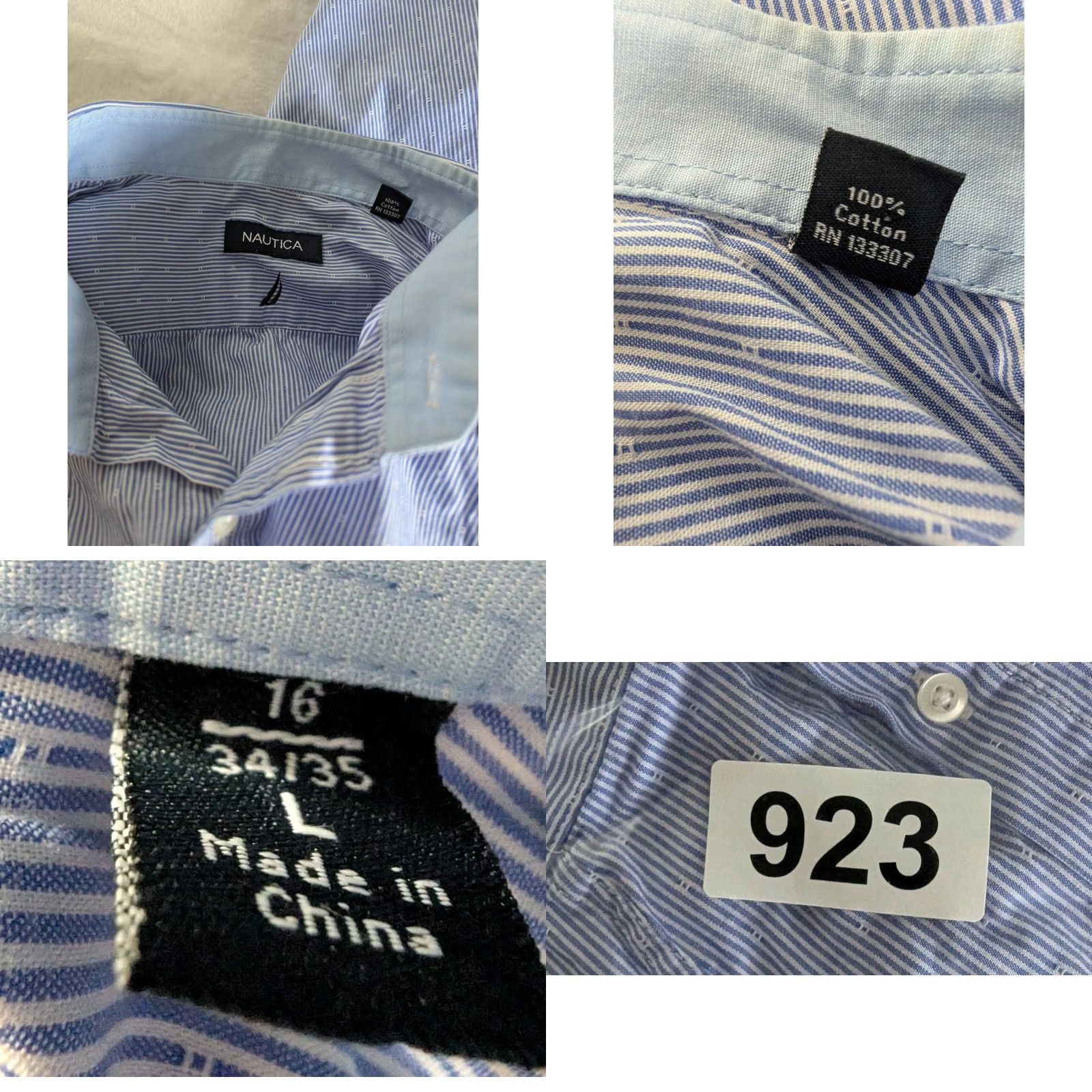 Nautica Nautica Button-Down Shirt Striped Blue White L Mens Long Sleeve Casual Dress Shirt 16 34/35 Regular Size Type Regular Collar Button-Down Size US L / EU 52-54 / 3 - 8 Thumbnail