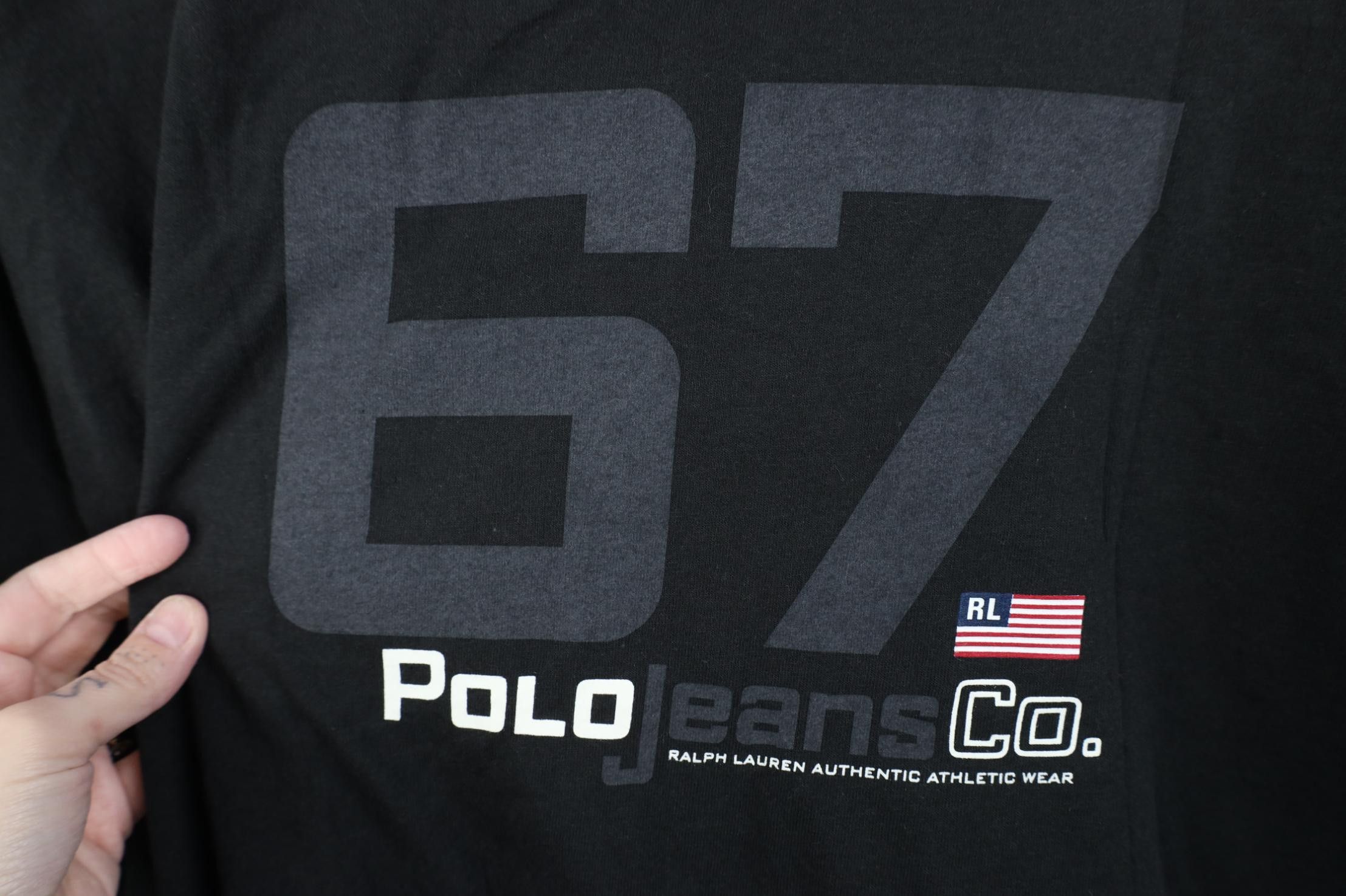 Polo Ralph Lauren Deadstock Vintage 90s Ralph Lauren Monogram T-Shirt Black Size US XL / EU 56 / 4 - 11 Thumbnail