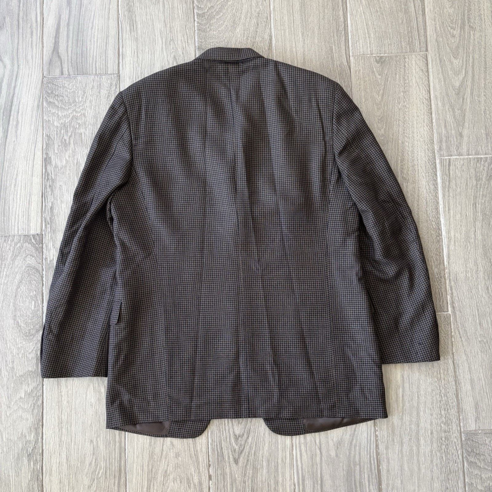 Canali Canali Blazer Wool Silk Coat Brown Houndstooth 44R (EU 54R) Size 44R - 12 Thumbnail