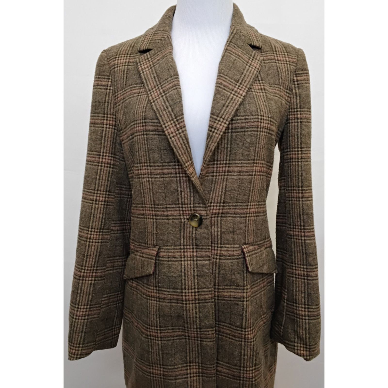 Other Sundance Duster Jacket Women's XS Brown Plaid Wool Blend Size XS / US 0-2 / IT 36-38 - 5 Thumbnail