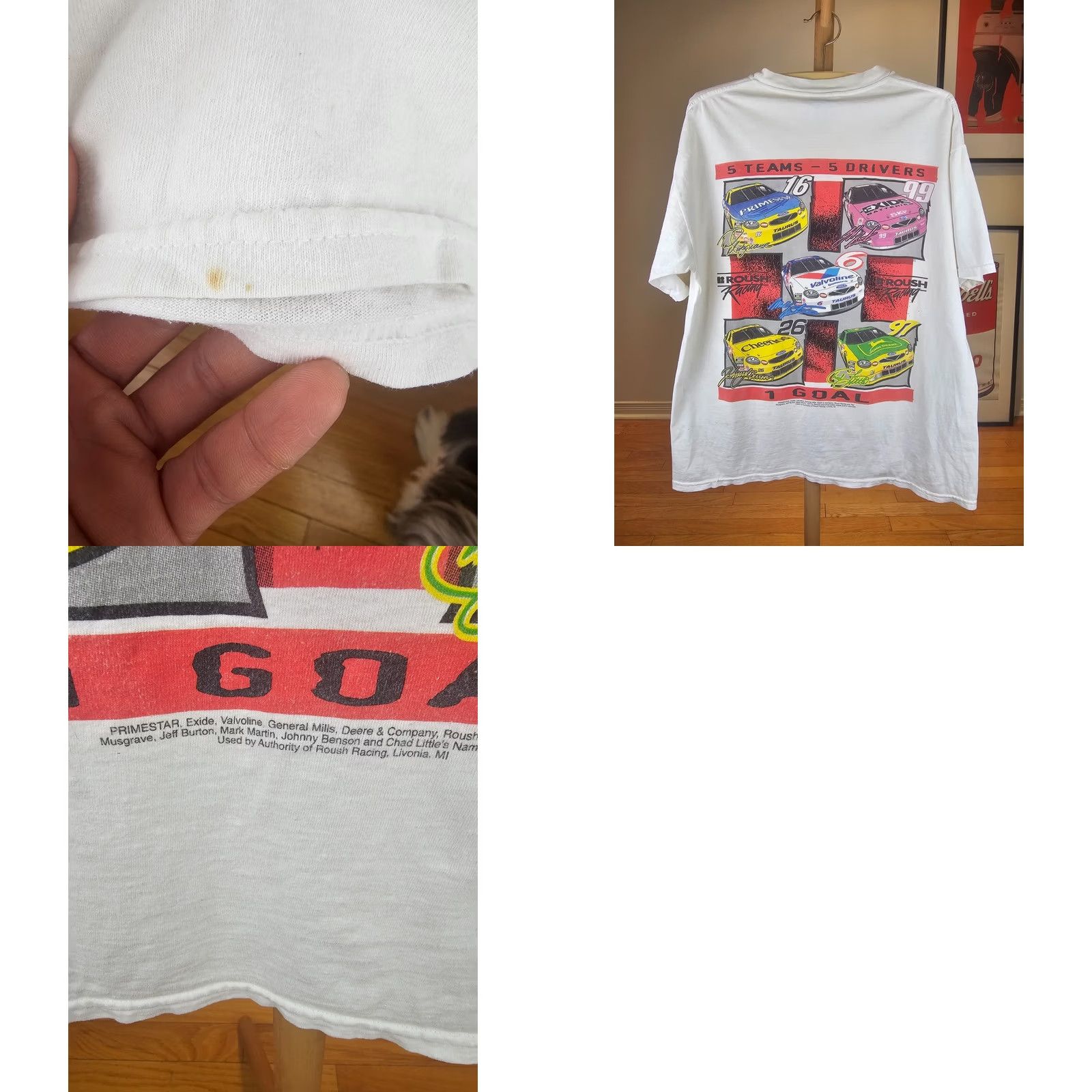 Tultex VINTAGE TULTEX T-SHIRT 5 TEAMS 5 DRIVERS 1 GOAL NACSAR ROUGH RACING XL White Men's Short Sleeve Cotton Round Neck Shirt T-Shirt Size US XL / EU 56 / 4 - 8 Thumbnail