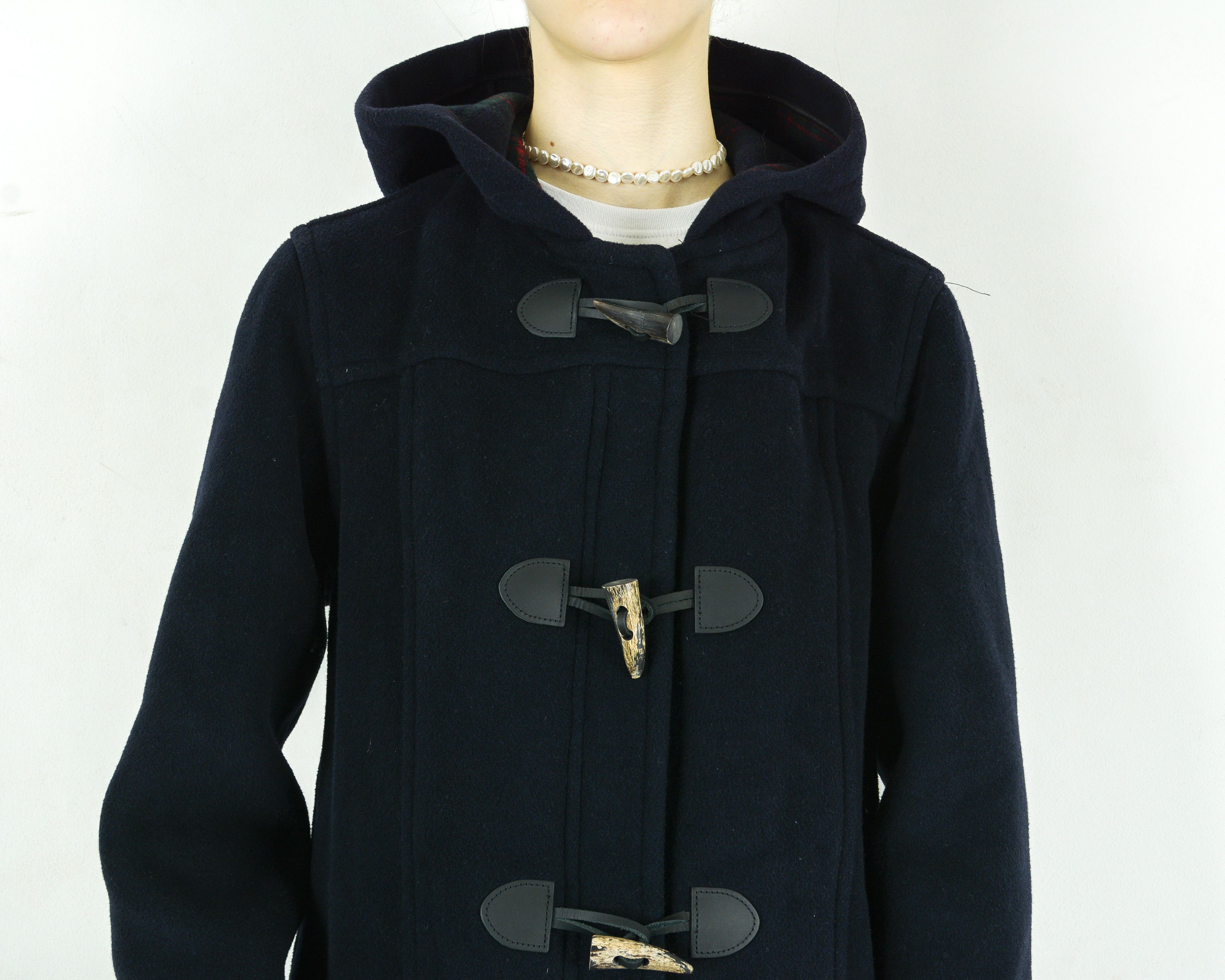 Vintage London Tradition Wool Duffle Coat Hooded Jacket Parka Zip Up Size L / US 10 / IT 46 - 5 Thumbnail