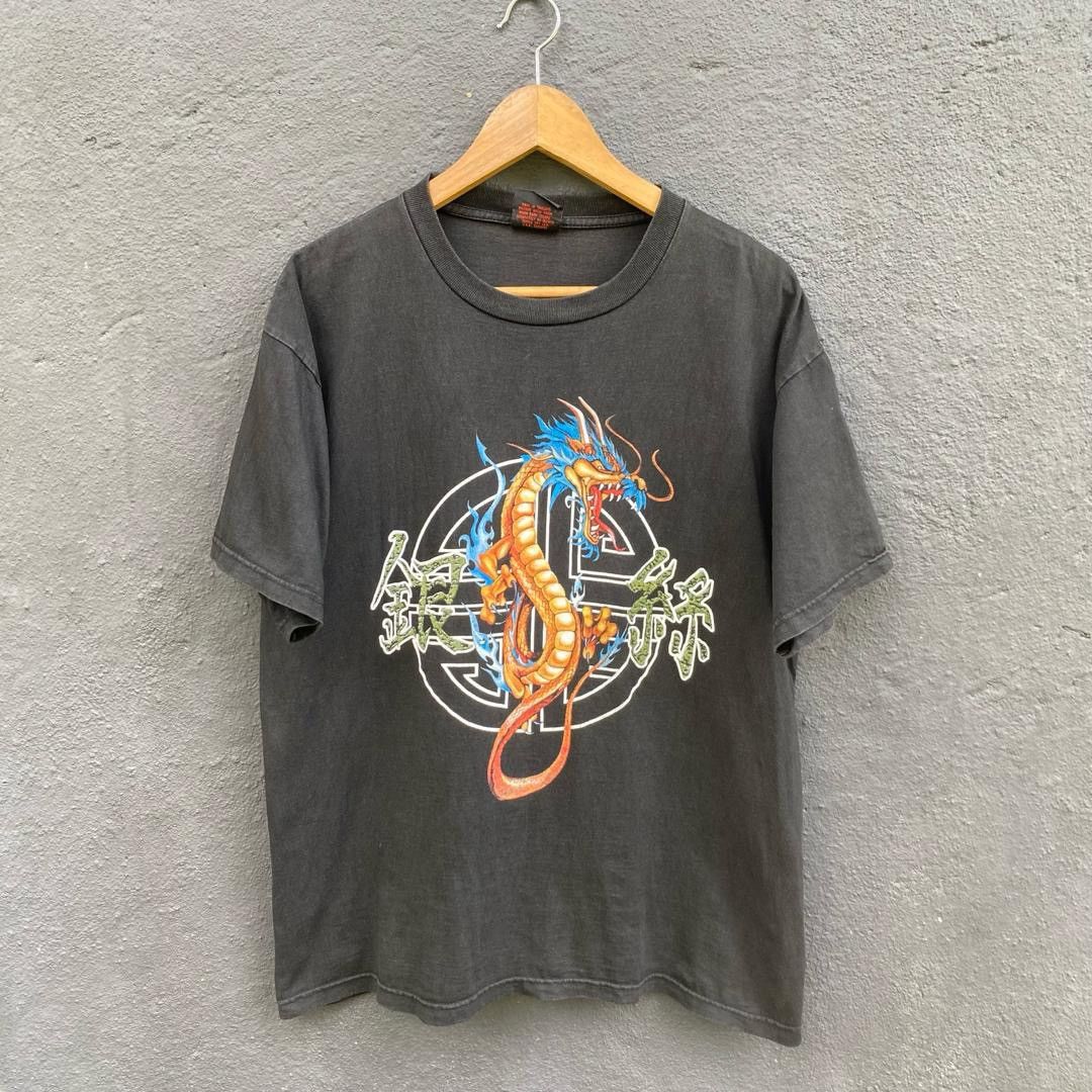 Thrashed faded dragon streetwear tee