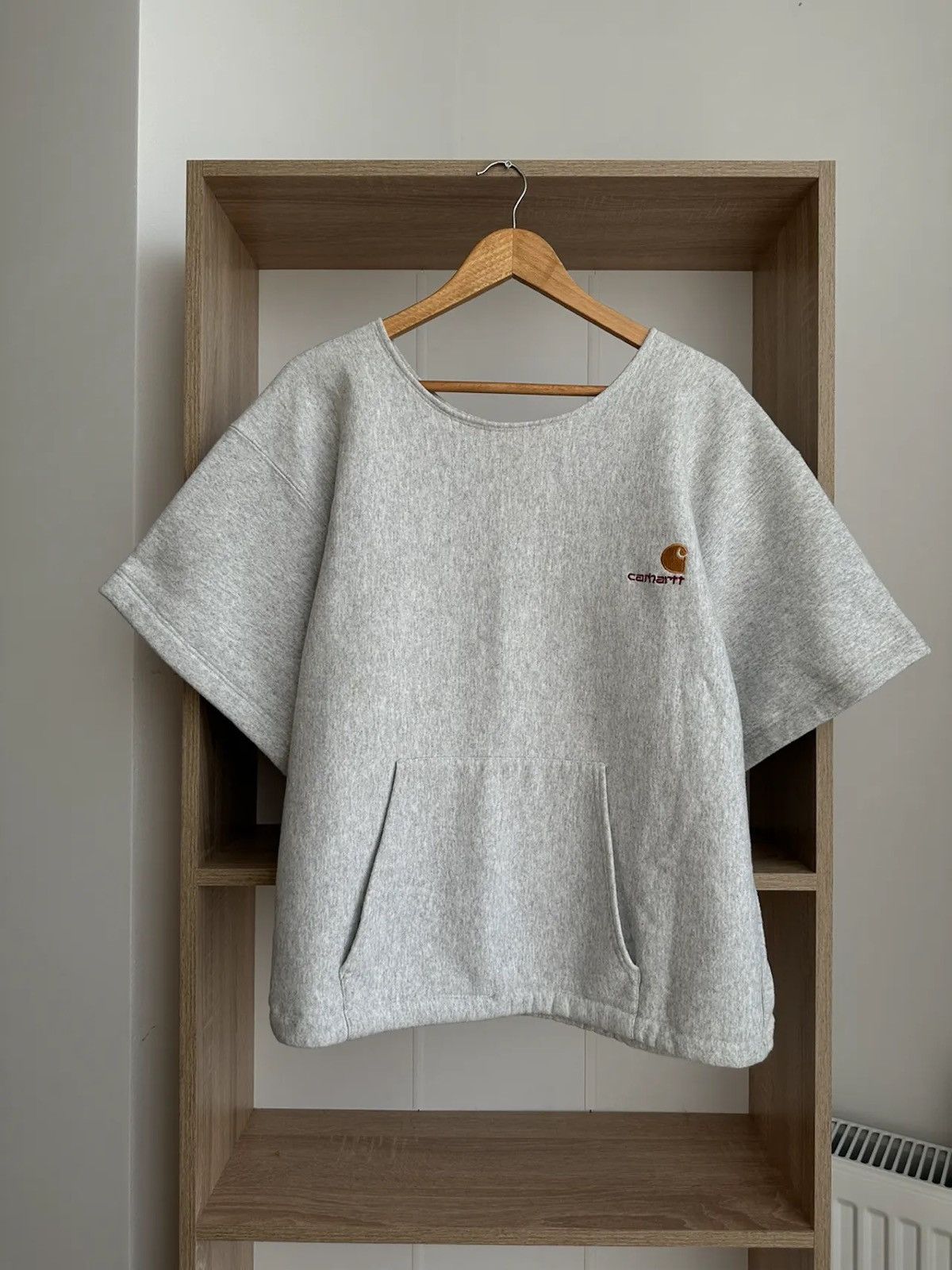 Vintage Carhartt WIP Thermal Cropped Sleeve Sweatshirt Grey