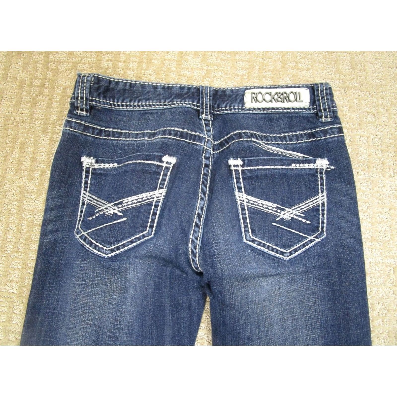 Vintage Rock And Roll Cowgirl Jeans Women 26x34 Blue Low Rise Boyfriend Bootcut Dark Wash Rock And Roll Cowgirl Jeans Men/Women? Size 26" / US 2 / IT 38 - 4 Thumbnail