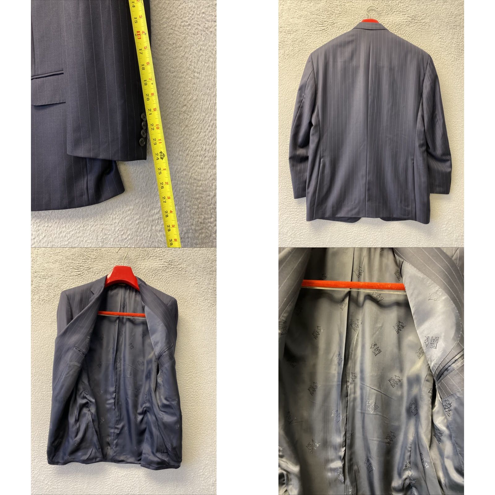 Jos. A. Bank Jos A Bank Blazer Jacket Mens 41R Navy Striped Wool Blue Sport Coat 0070 Size 42R - 8 Thumbnail