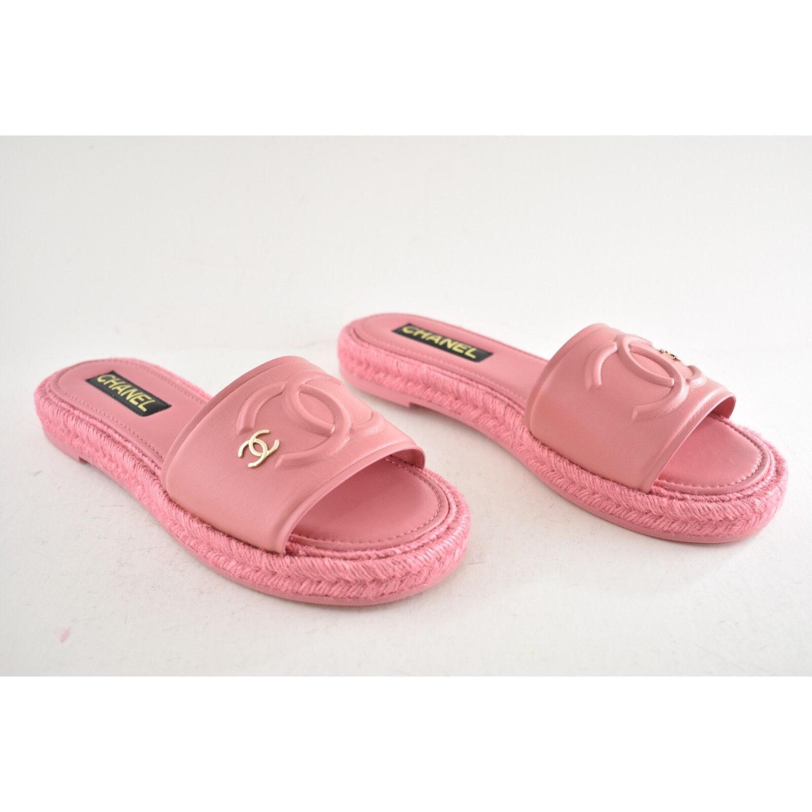 Chanel Chanel 23C Pink Lambskin Leather CC Logo Slide Sandal Slip Size US 12 / IT 42 - 5 Thumbnail