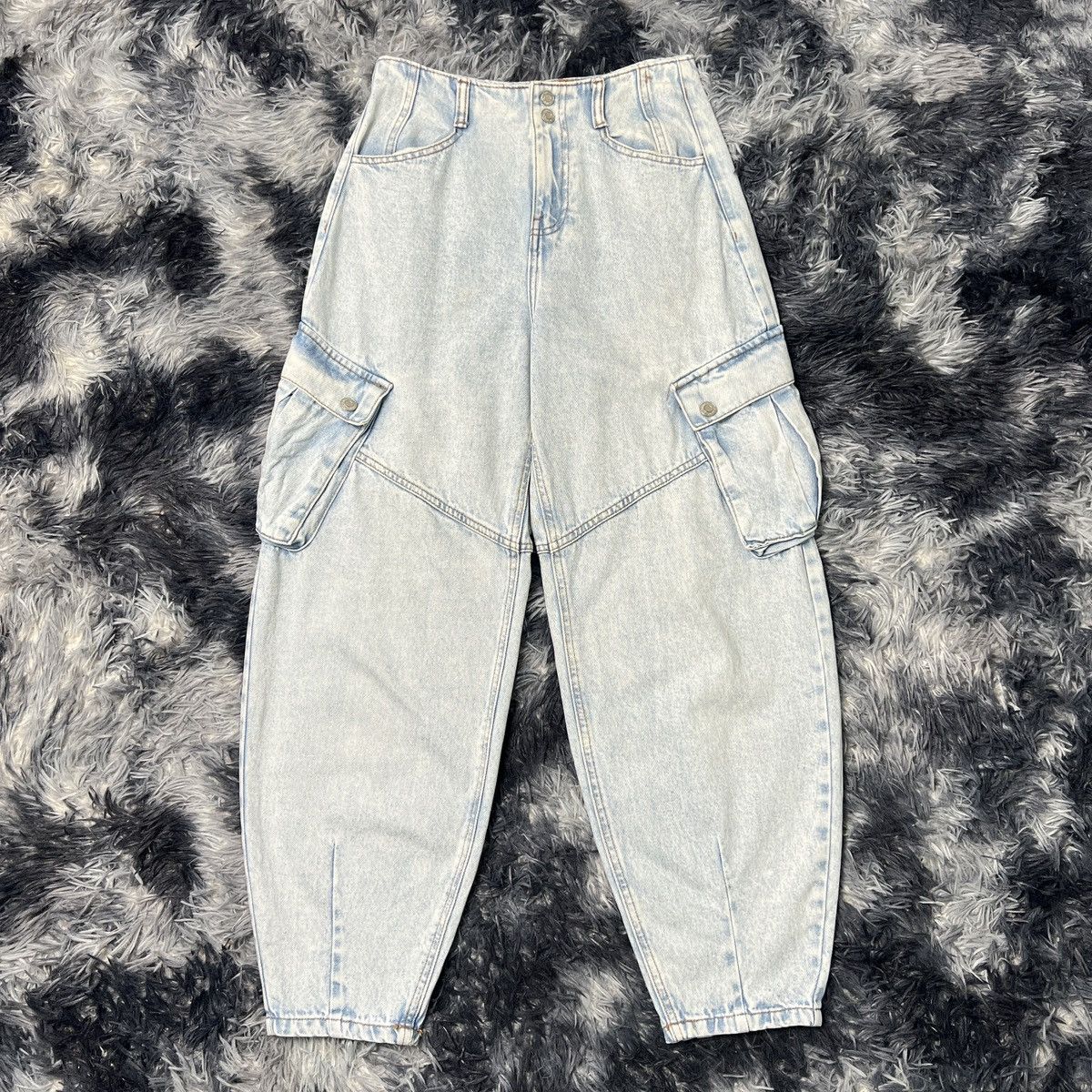 Bershka Bershka Denim Wide Loose Cargo Pants Size 26" / US 2 / IT 38 - 1 Thumbnail