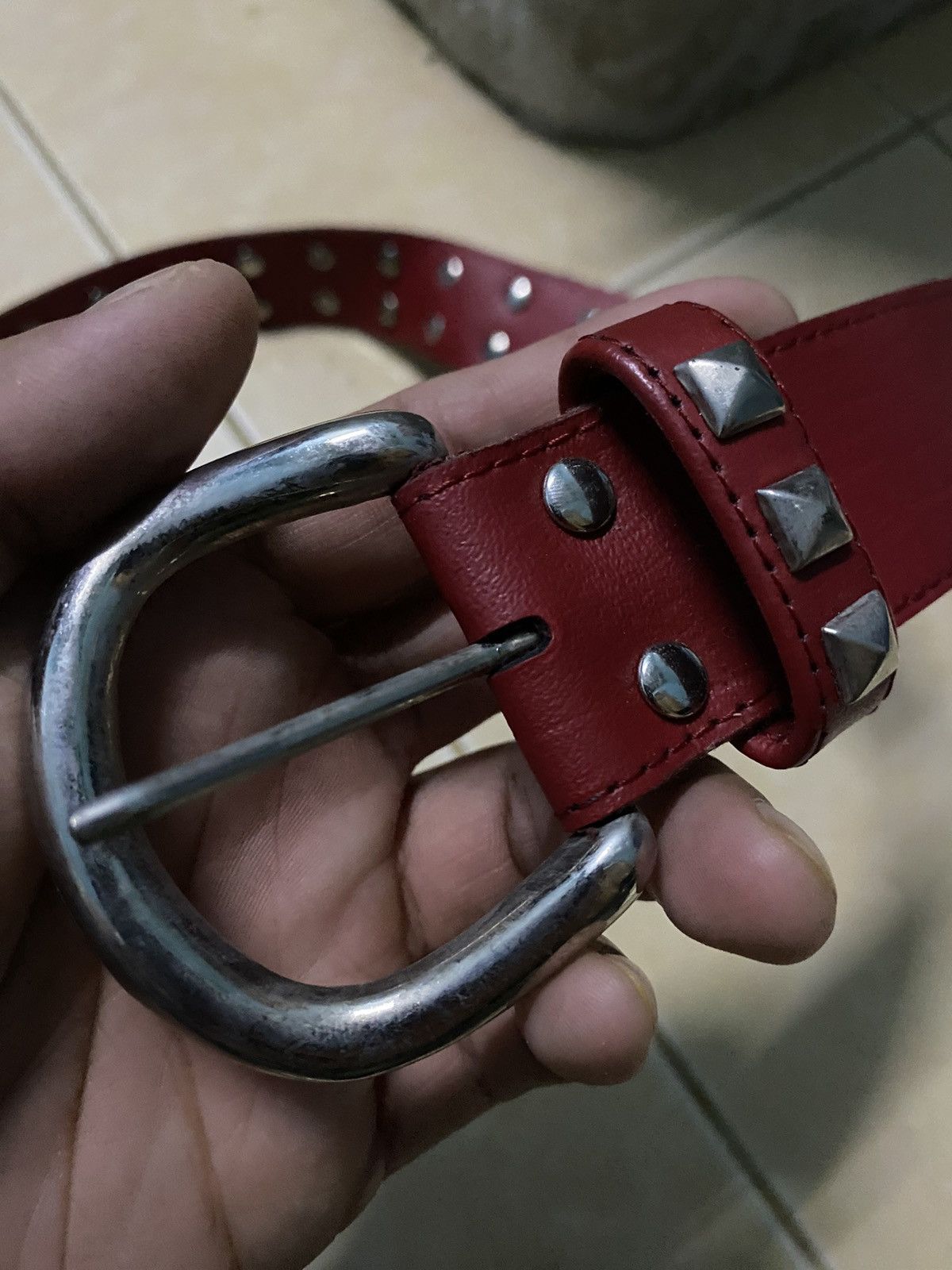 Leather × Vintage Vtg Belt Leather Punk Size 32 - 7 Thumbnail