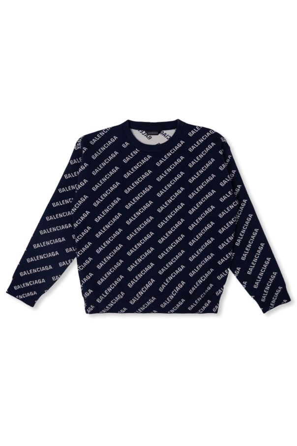 Balenciaga o1mt1gz1024 KIDS - Mini Allover Logo Sweater in Navy/White Size US XXS / EU 40 - 1 Thumbnail