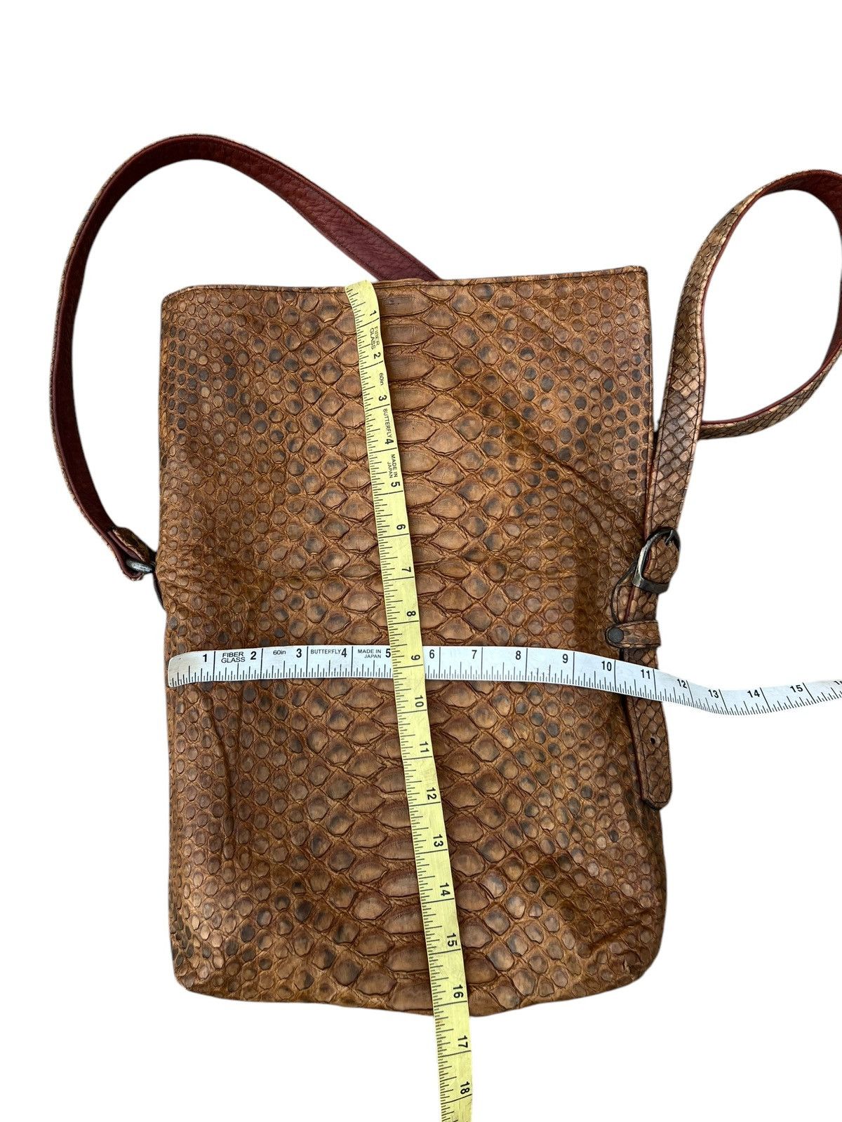 Leather Vintage Unknown Japan Brand Patina Python Skin Leather Bag Size ONE SIZE - 24 Thumbnail
