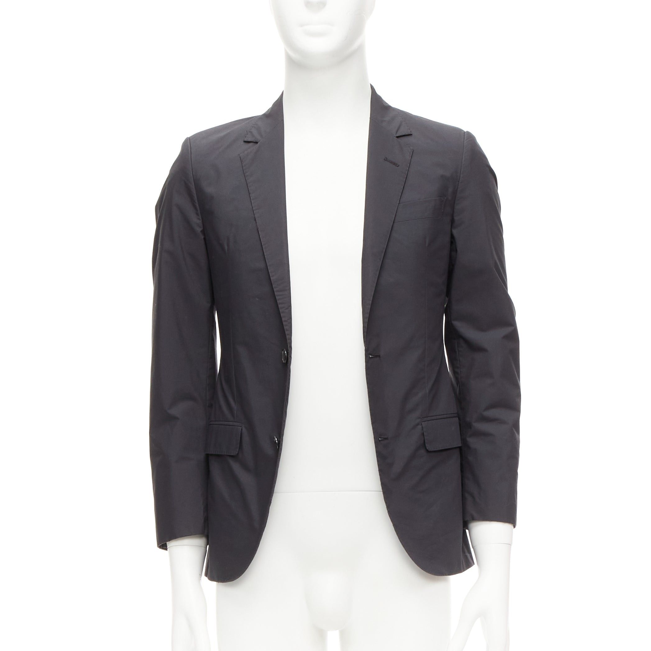 Lanvin LANVIN dark grey cotton blend nylon minimal single breast suit blazer EU44 XS Size 46R - 1 Thumbnail