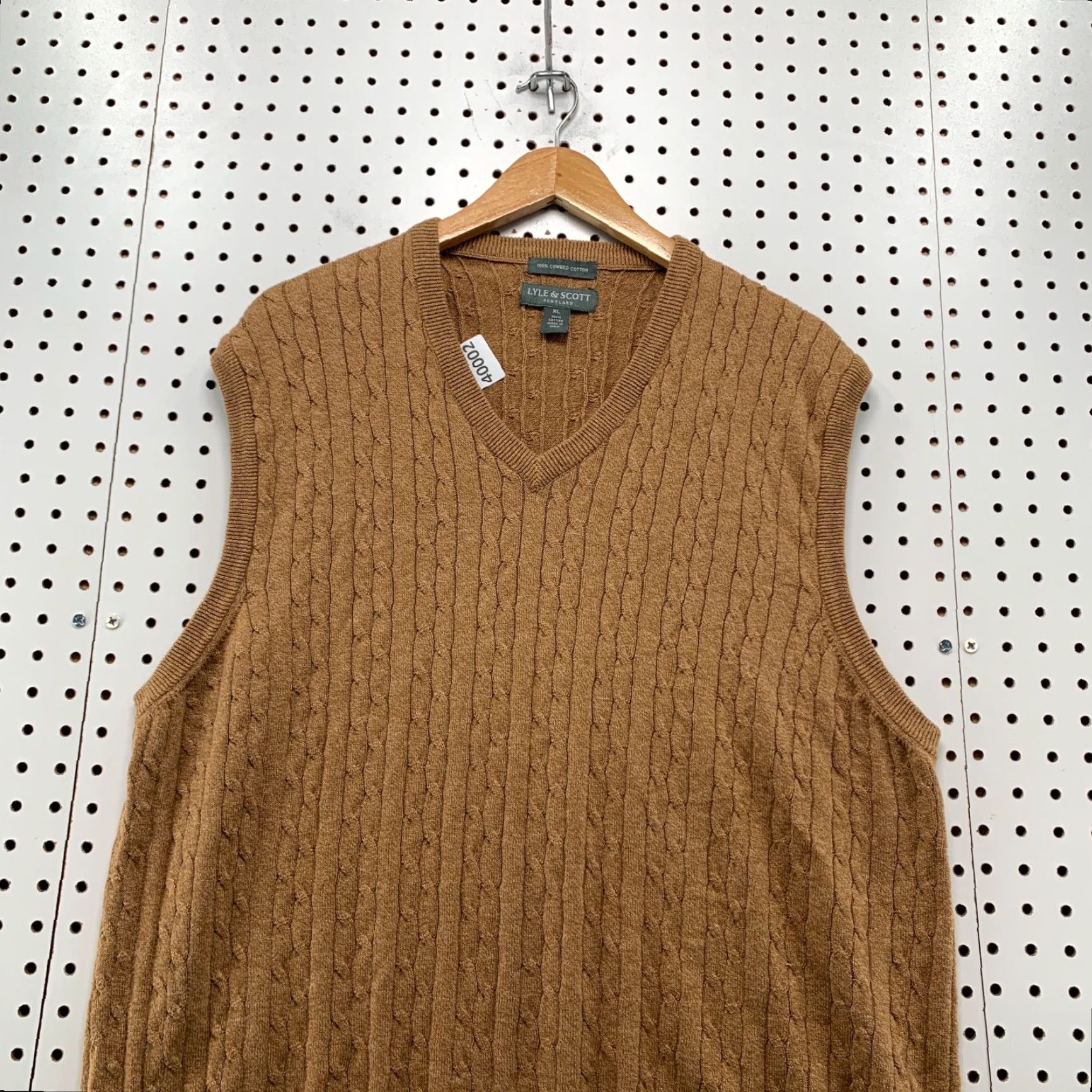 Lyle & Scott VINTAGE Lyle & Scott Scotland Knit Sweater Vest Mens XL Brown Cable Knit 22x29 Size US XL / EU 56 / 4 - 5 Thumbnail