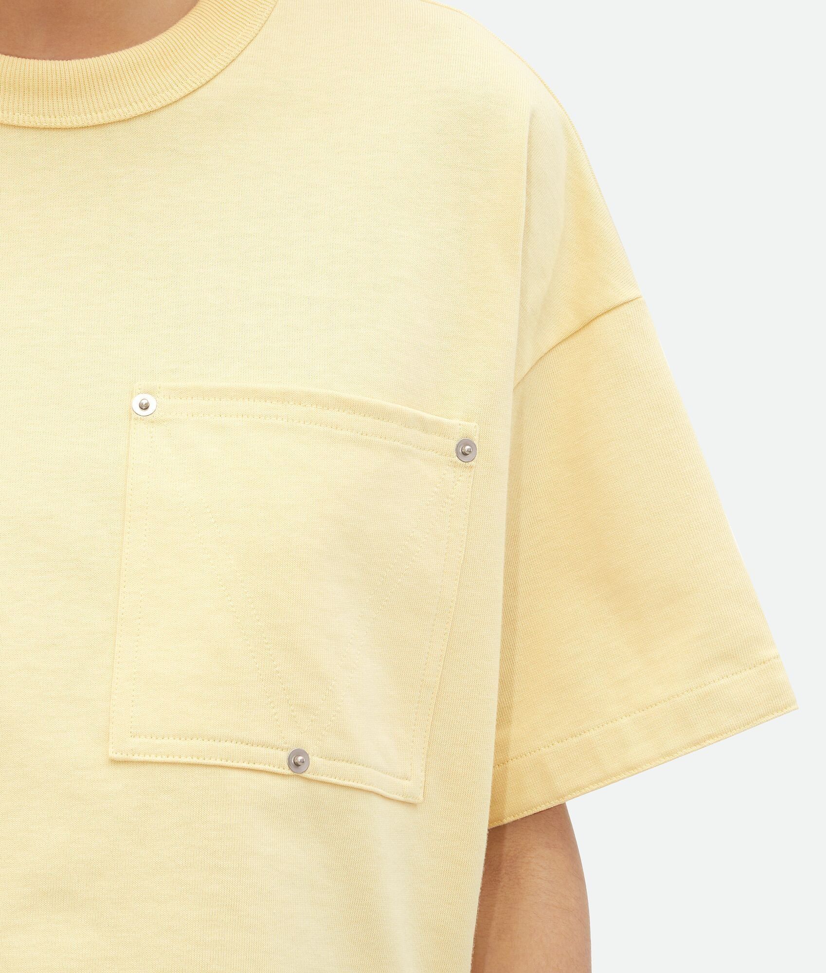 Bottega Veneta o1bcso1str0725 Jersey Cropped T-Shirt With V Pocket Size S / US 4 / IT 40 - 4 Thumbnail