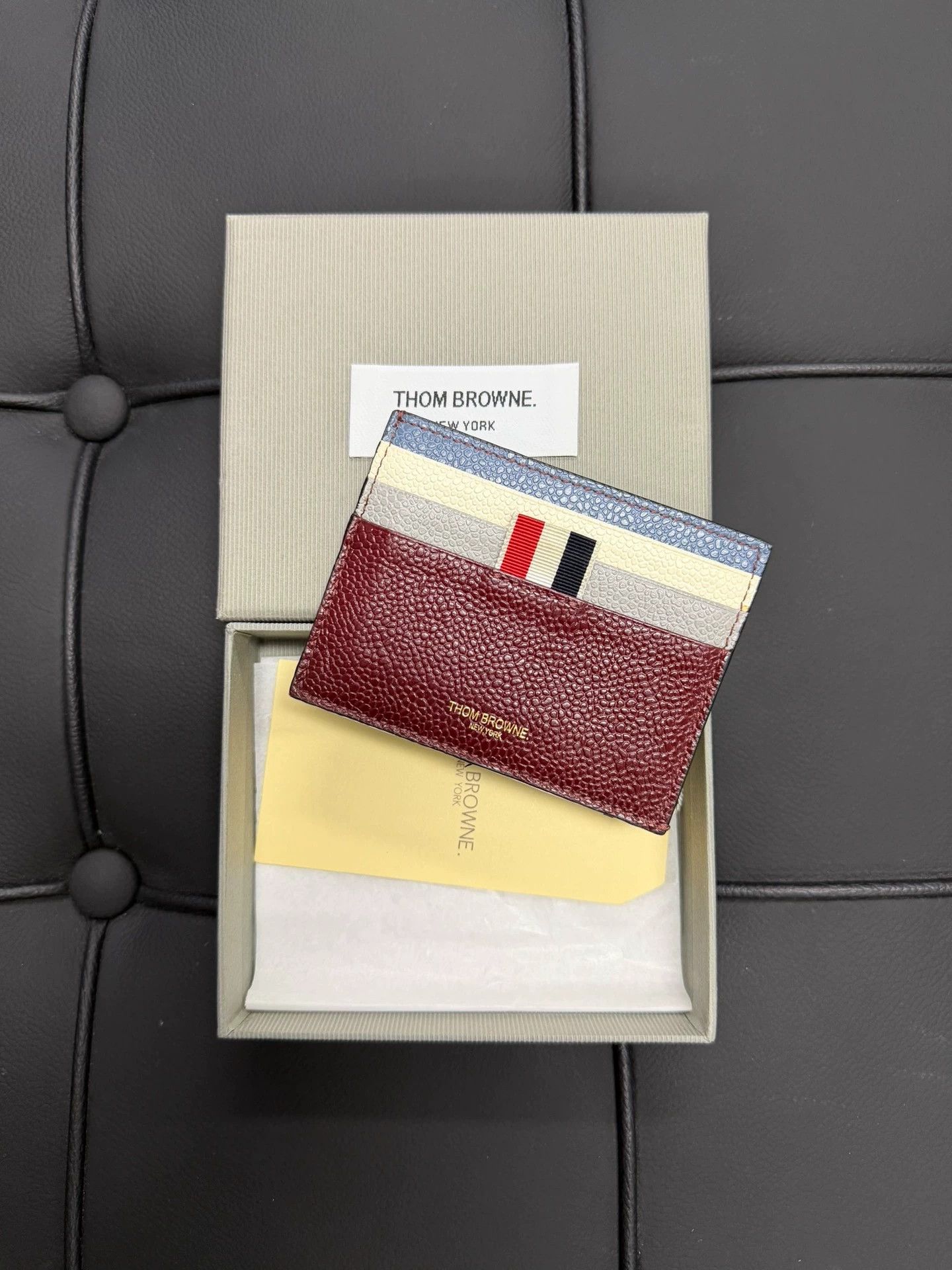 Thom Browne Thom Browne Color Blocked Litchi Leather 6-Card Holder Size ONE SIZE - 4 Thumbnail