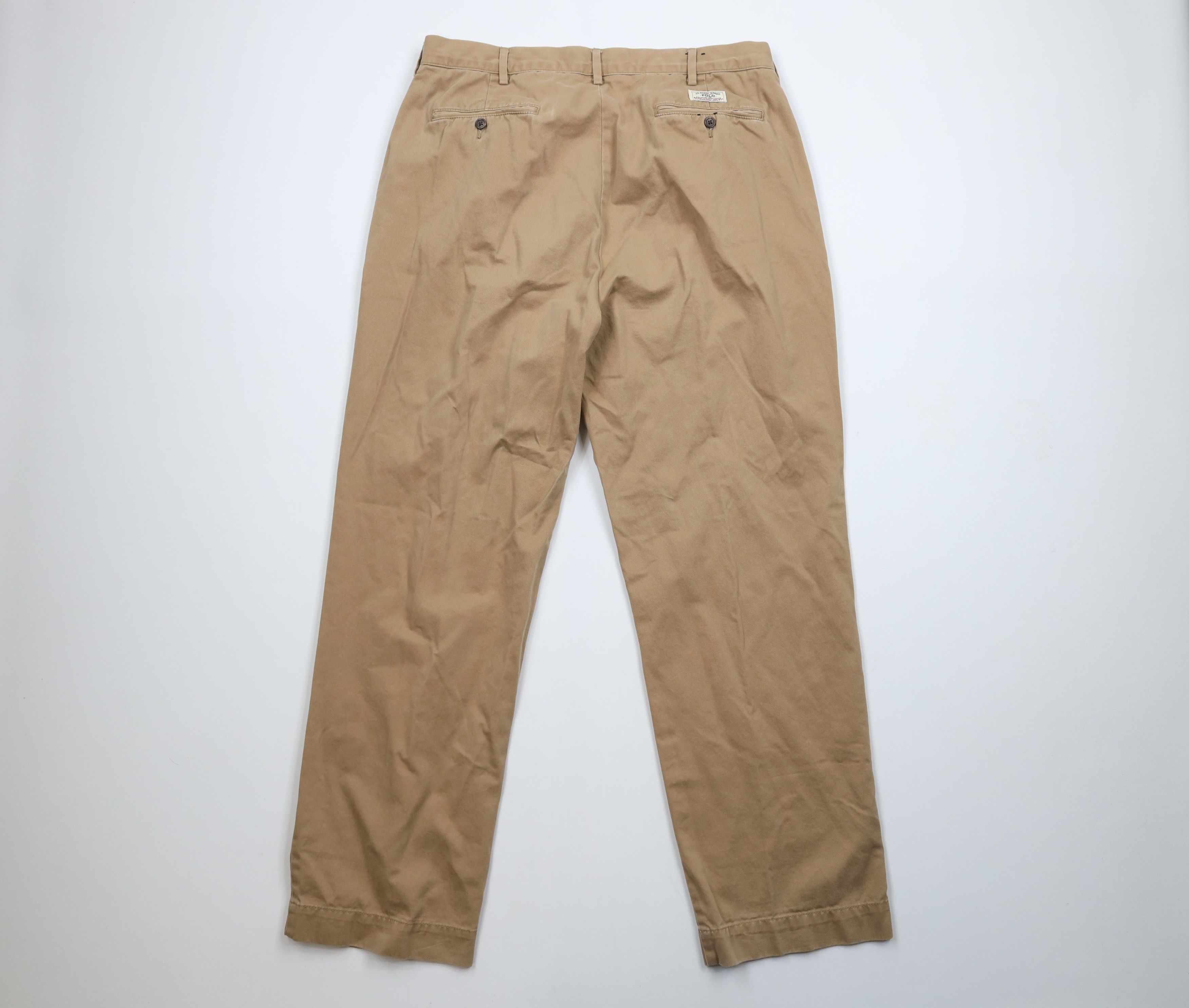 Ralph Lauren × Vintage Vintage 90s Ralph Lauren Wide Leg Chino Pants Brown Cotton Size US 34 / EU 50 - 9 Thumbnail