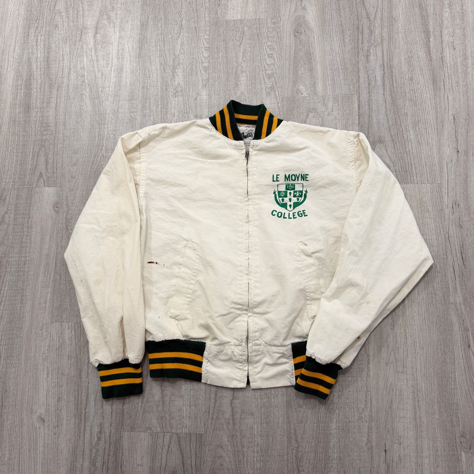 Vintage Vintage Le Moyne College Bomber Jacket Men's Small White 60s Size US S / EU 44-46 / 1 - 1 Thumbnail