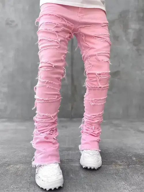 Japanese Brand Pink Color Heavyweight Streetwise Stretch Patch Denim Pant Size US 30 / EU 46 - 1 Thumbnail