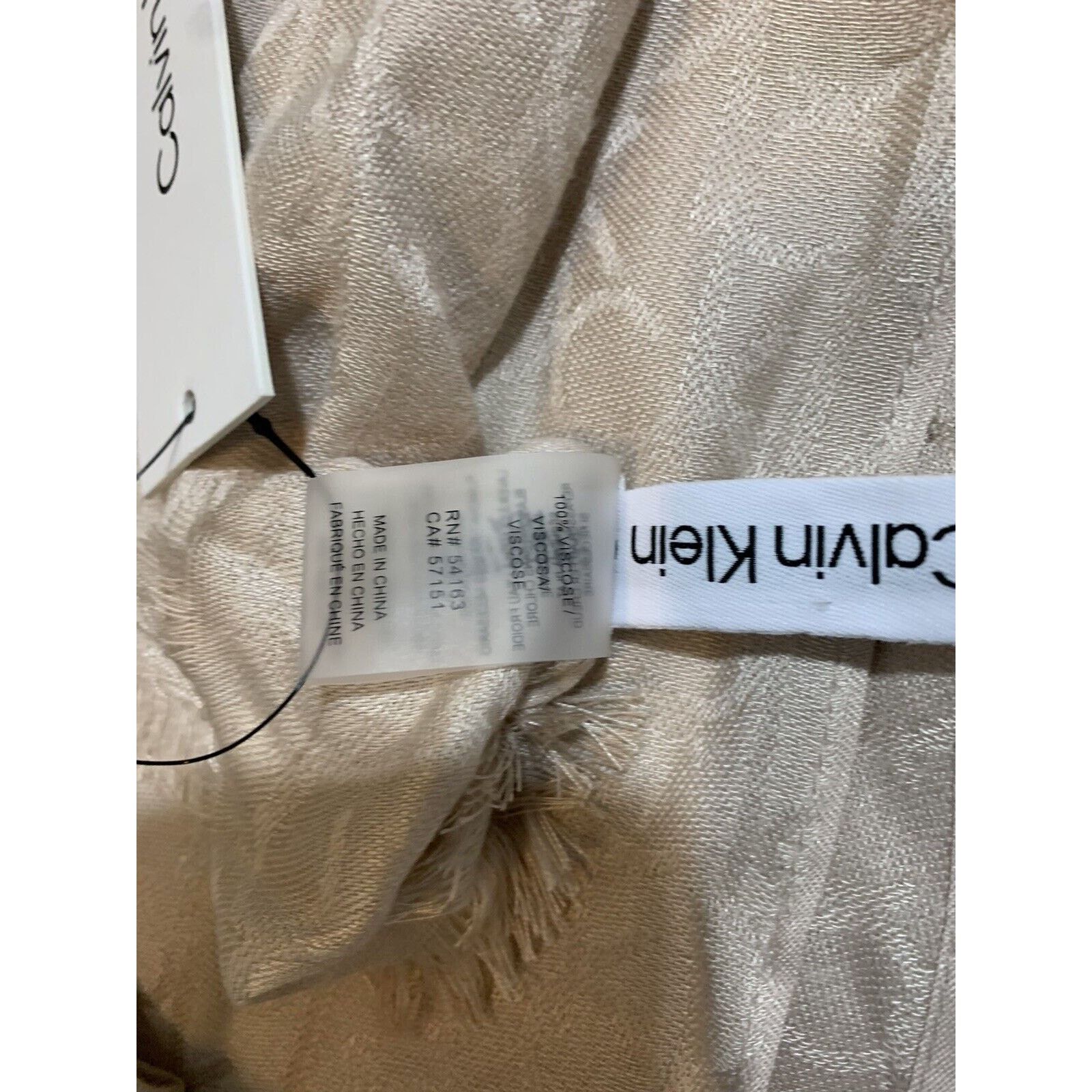 Calvin Klein Calvin Klein CK Logo Monogram Cream Rectangle Scarf 26X70 Size ONE SIZE - 4 Thumbnail