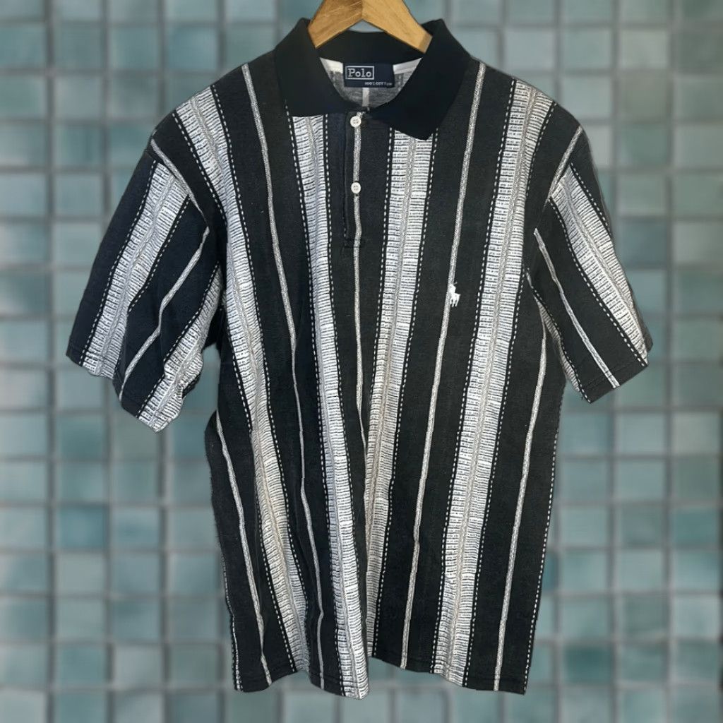 Polo Ralph Lauren VINTAGE Polo Ralph Lauren Polo Shirt XL Black Striped 100% Cotton Mens Shirt Size US XL / EU 56 / 4 - 1 Thumbnail