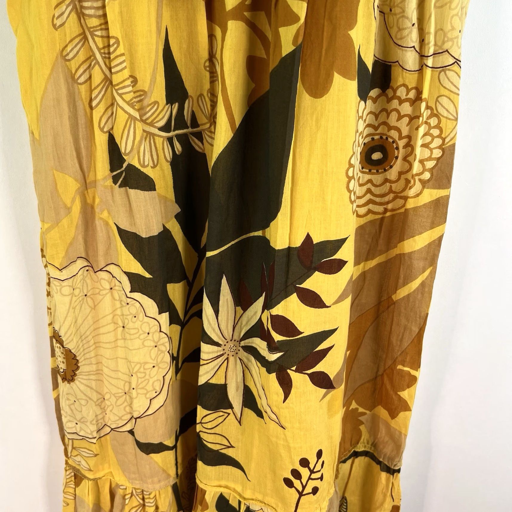 Anthropologie Anthropologie Dress Womens SZ S Yellow Floral Maxi Lined Sleeveless Size S / US 4 / IT 40 - 4 Thumbnail