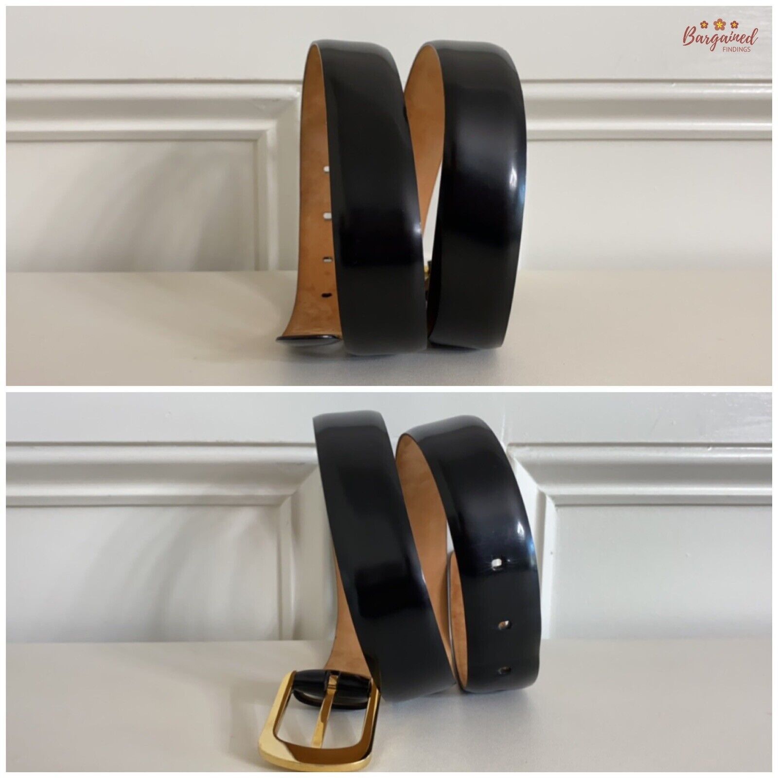 Louis Vuitton Louis Vuitton Black Calfskin Leather Ellipse Gold Belt Size 30 - 10 Thumbnail