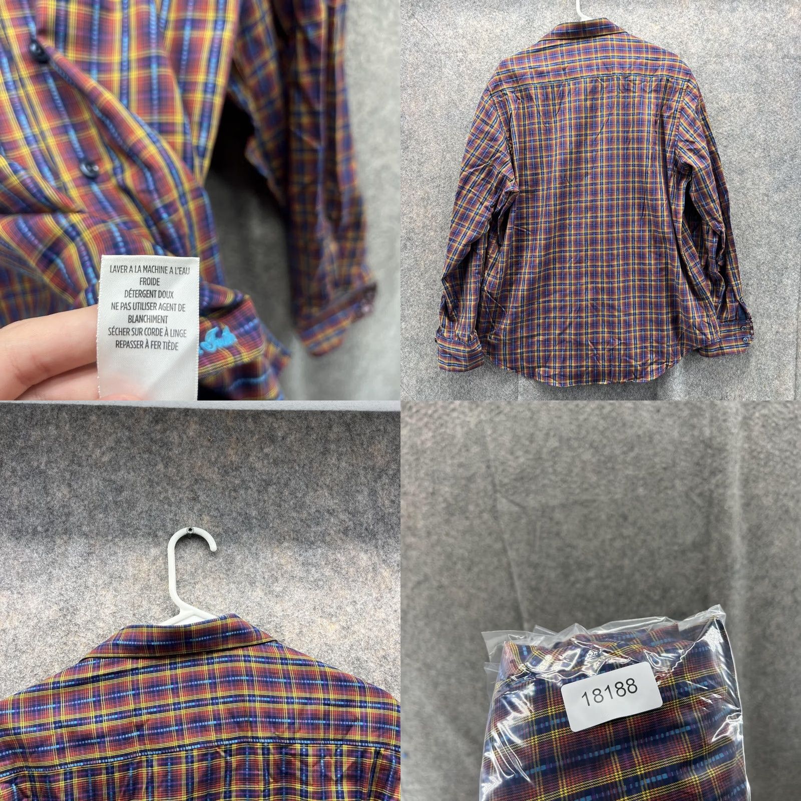 Robert Graham Robert Graham Shirt Men Large Adult Burgundy Plaid Button-Down Classic Size US L / EU 52-54 / 3 - 9 Thumbnail