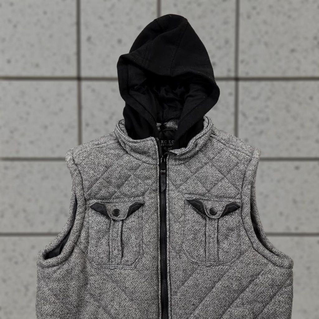Marcs VINTAGE Marc Ecko Unltd Vest Mens L Gray Quilted Zip Hoodie Bomber Jacket Grunge Skate Hip Hop Hipster Outdoor Preppy All Seasons Hooded Pockets Size US L / EU 52-54 / 3 - 1 Thumbnail