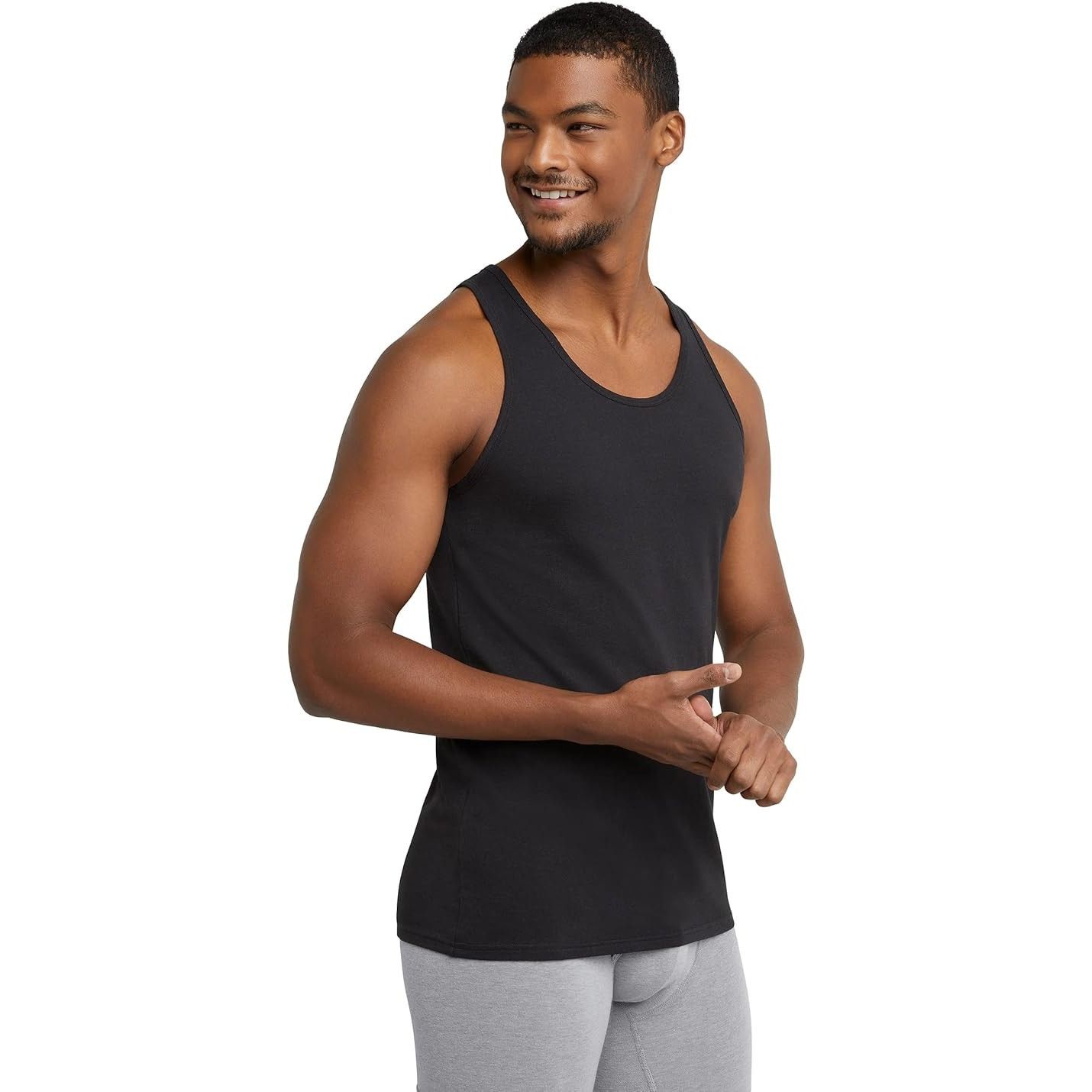 Hanes New 3 Pack Hanes Mens Large Stretch Cotton Stretch Tank Tops Size US L / EU 52-54 / 3 - 3 Thumbnail