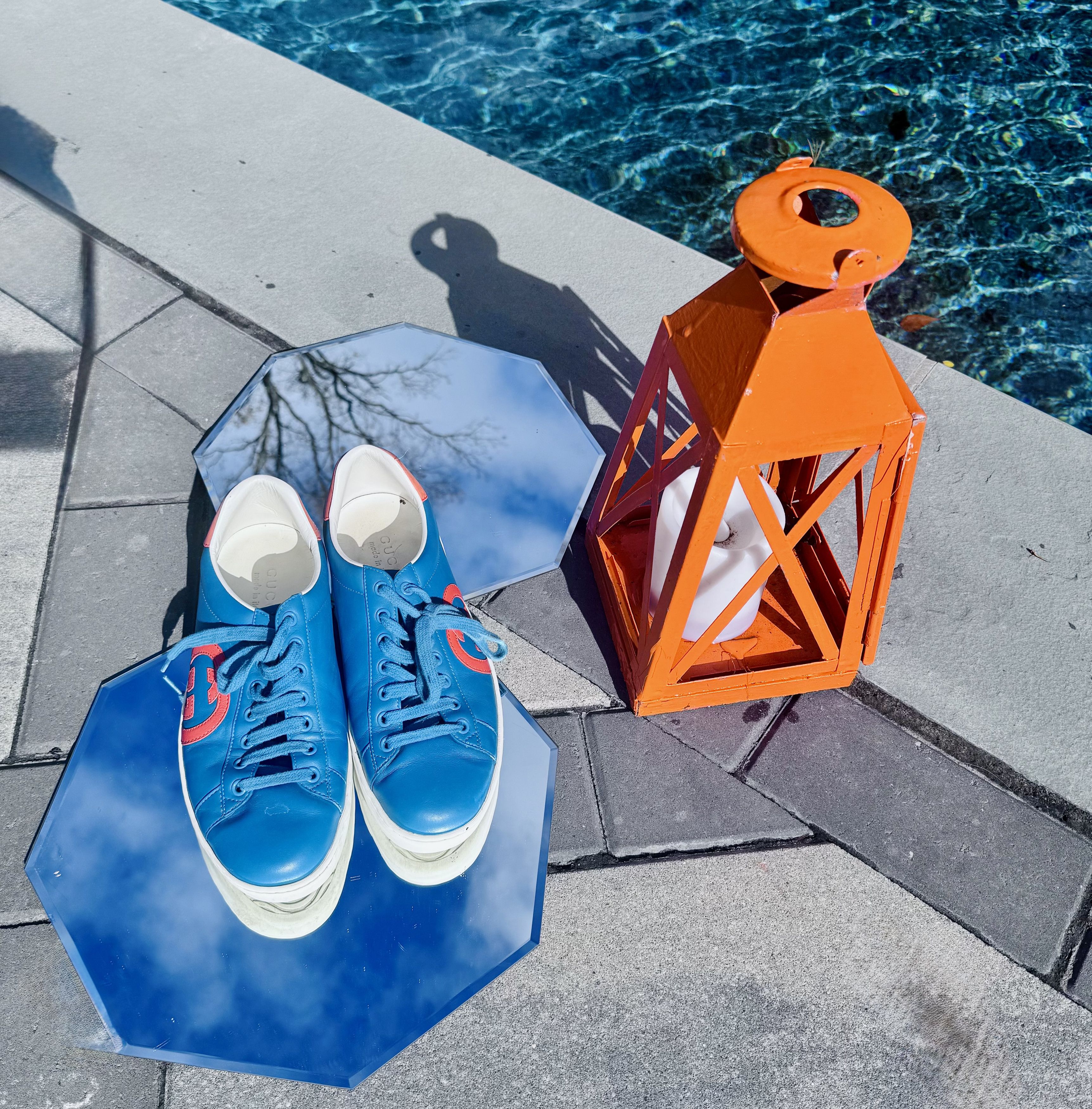 Gucci Gucci Turquoise & Orange Leather Low-Top Sneakers 6.5 Size US 6.5 / EU 39-40 - 3 Thumbnail