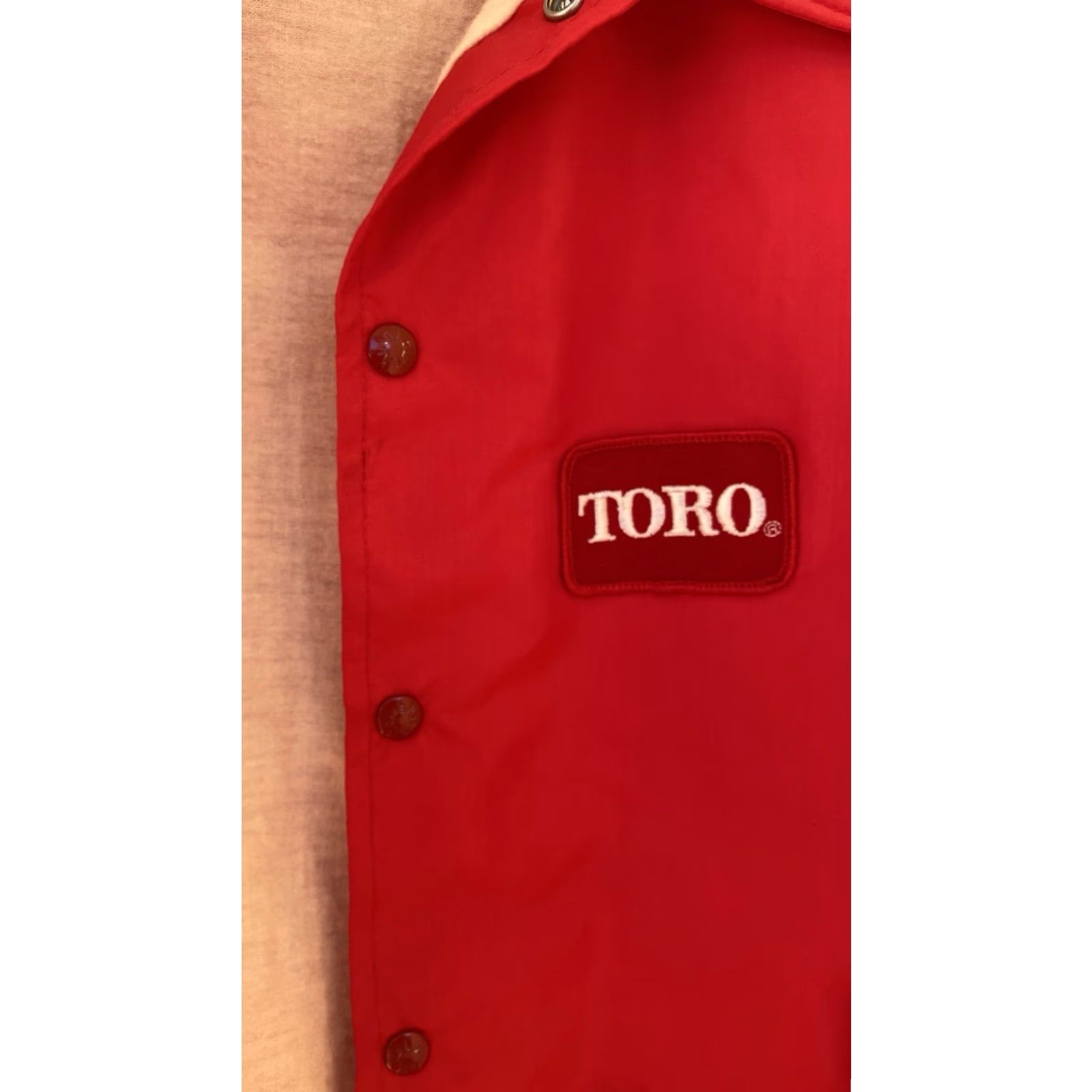 Vintage VINTAGE TORO King Louie Pro Fit Work Jacket USA Made Red 44 L Snap Front Union-Made Men Jacket Size US L / EU 52-54 / 3 - 3 Thumbnail