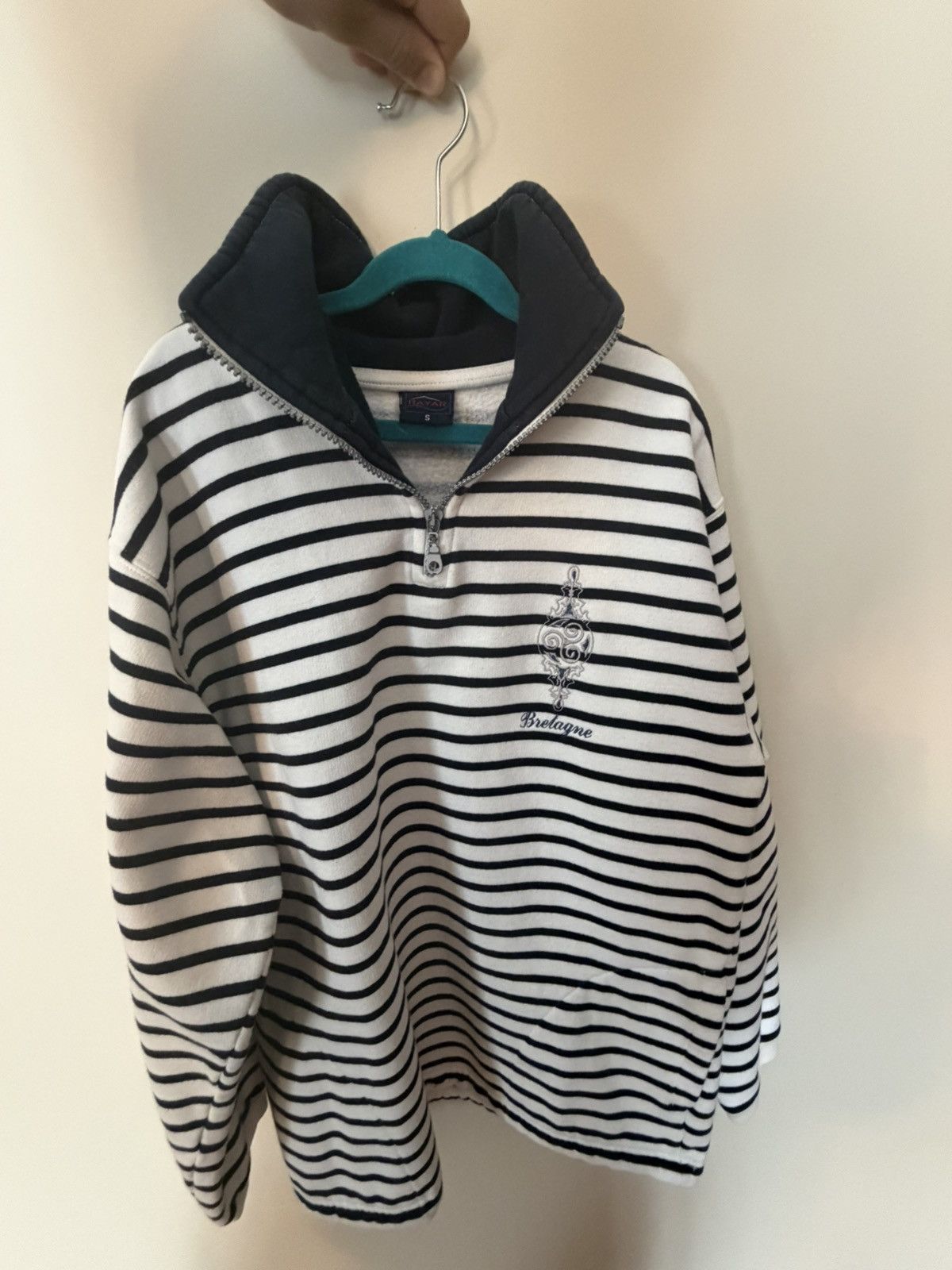 Other Vintage Bretagne Sailor Quarter-Zip –French Striped Pullover Size US S / EU 44-46 / 1 - 4 Thumbnail