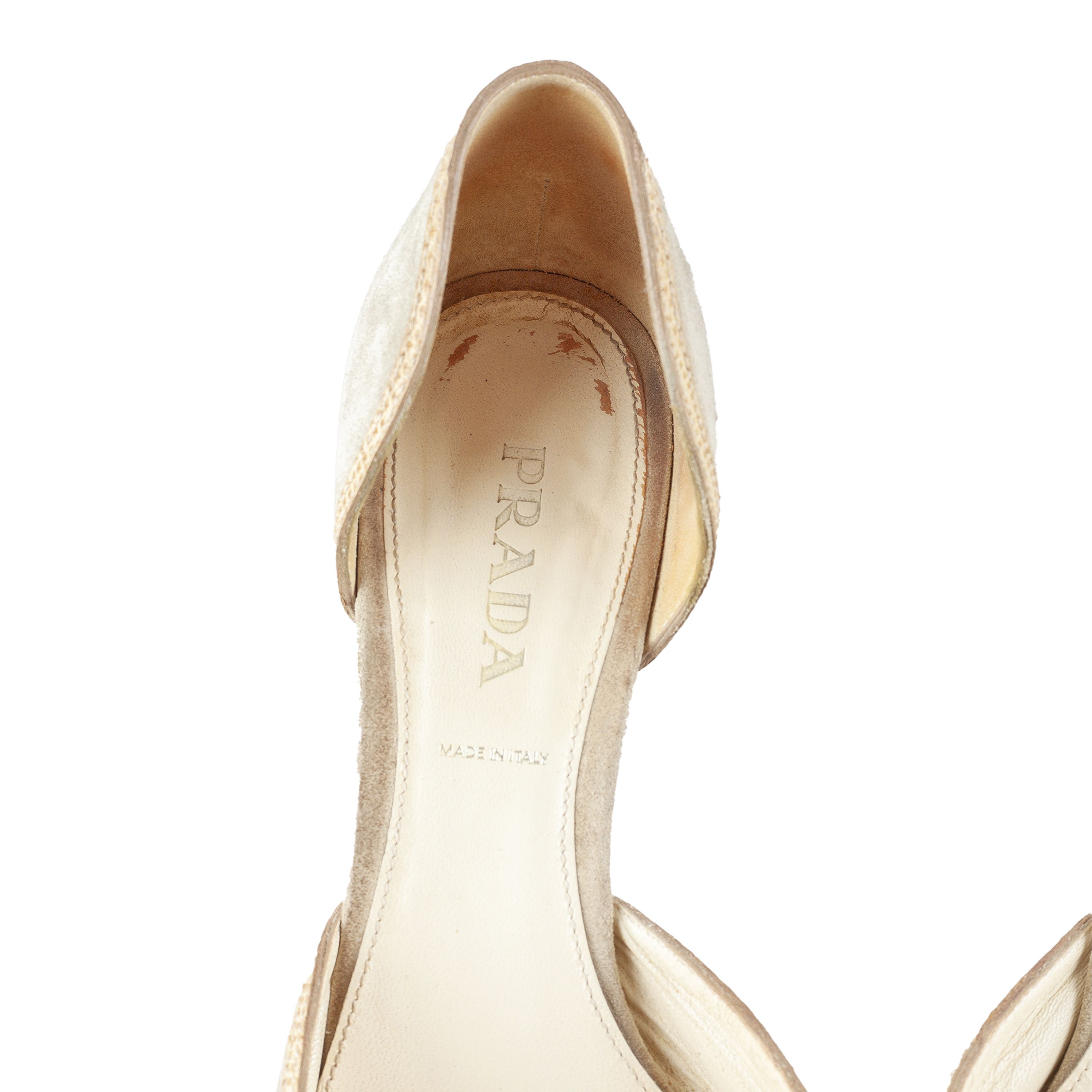 Prada Prada Beige Suede Buckle Kitten Heels (38,5 EU) Size US 7.5 / IT 37.5 - 5 Thumbnail