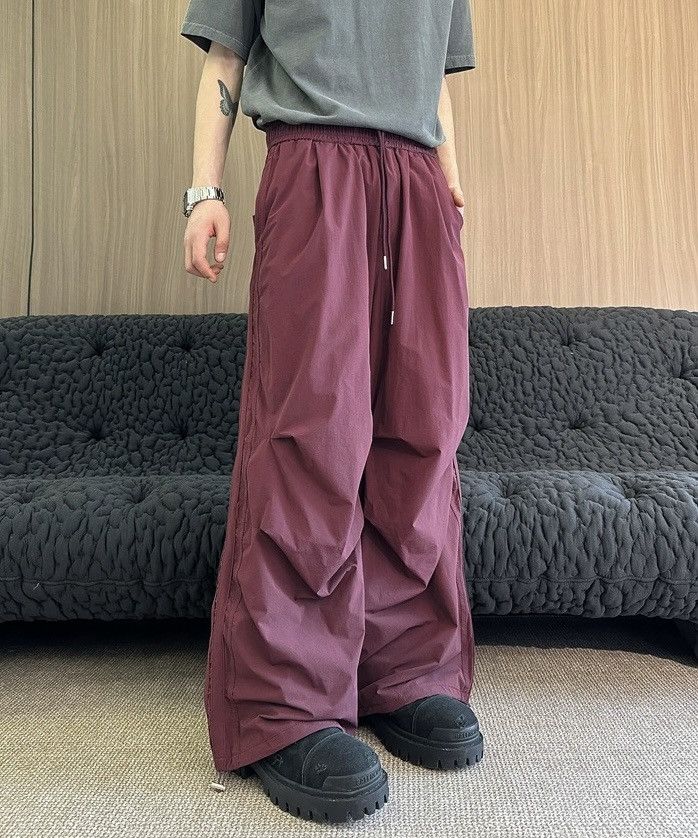 Japanese Brand × Vintage Retro y2k fashion cleanfit ruched pleated baggy pants Size US 34 / EU 50 - 2 Thumbnail