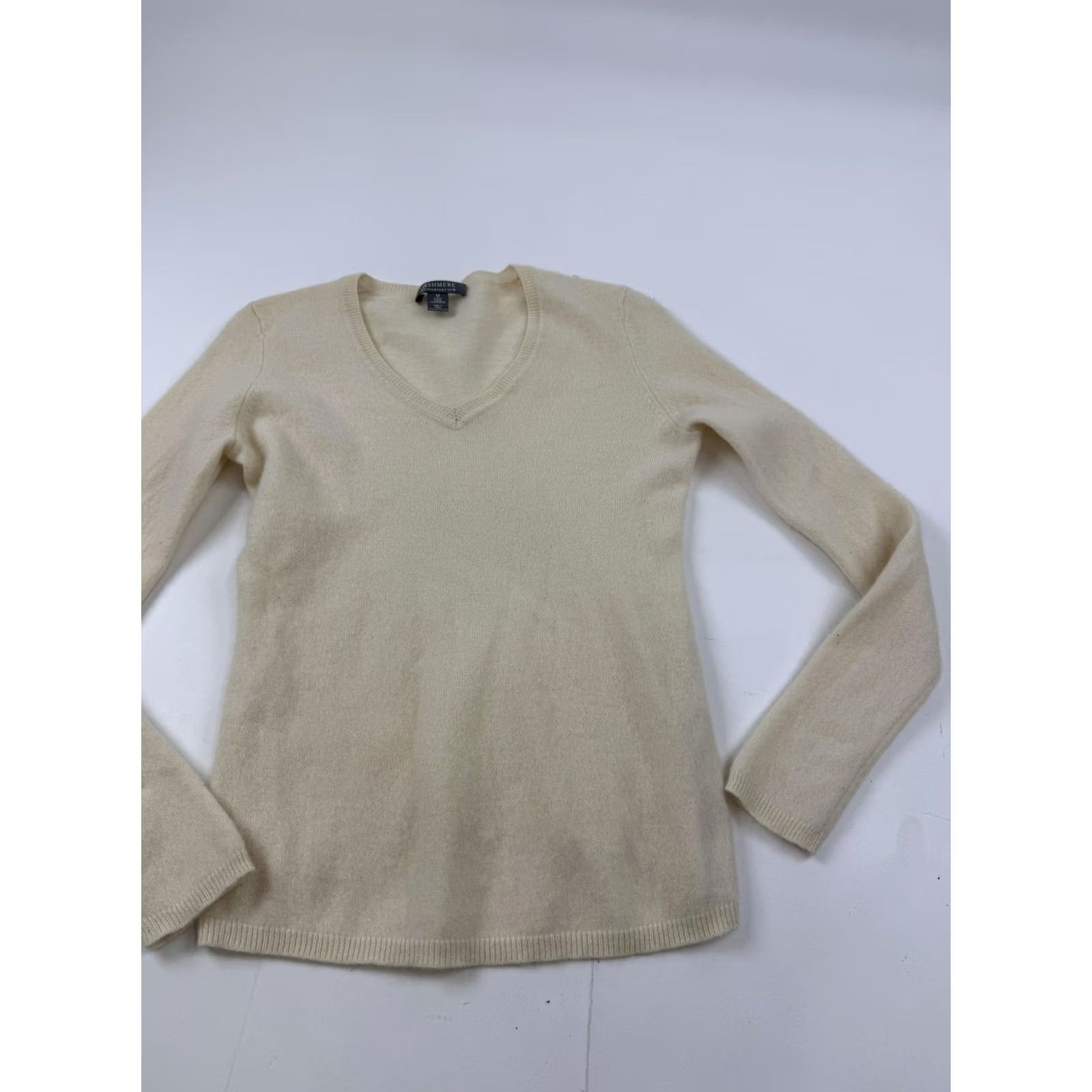 Charter Club Charter Club Sweater Womens Medium White 100% Cashmere V Neck Knit Pullover Size M / US 6-8 / IT 42-44 - 3 Thumbnail