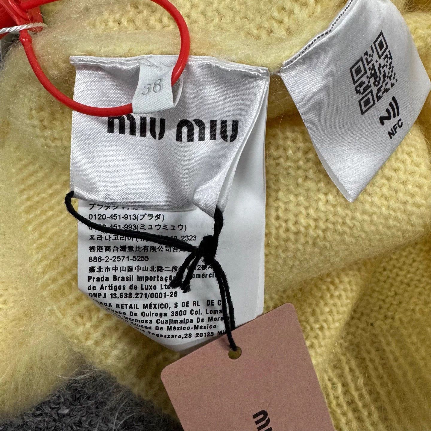 Miu Miu MIU MIU Mohair Cardigan Egg Yellow Rhinestones 38 NWT Size XS / US 0-2 / IT 36-38 - 7 Thumbnail