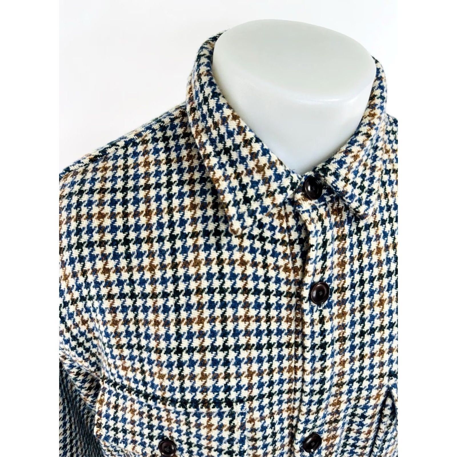 Lands' End Lands' End Wool Houndstooth Tweed Field Ranch Chore Hunting L Jacket Mens Large Blue / Brown / Beige Wool Tweed Jacket Hunting 90s Century? Size US L / EU 52-54 / 3 - 2 Thumbnail