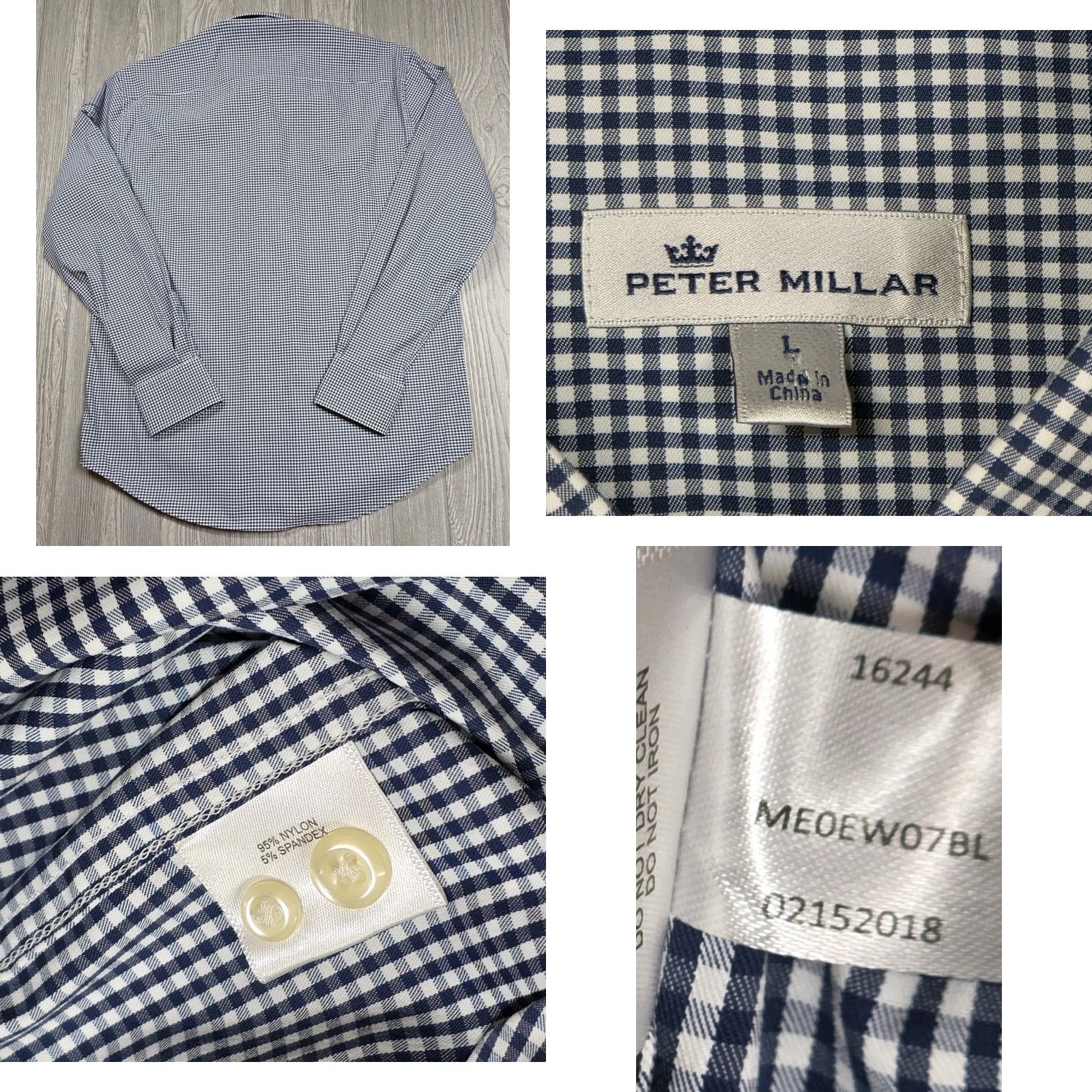 Peter Millar PETER MILLAR Performance Button Up Shirt Baltusrol Golf Club L Blue Mini Check Shirt Regular Mens L Blue Peter Millar Summer Comfort Size US L / EU 52-54 / 3 - 8 Thumbnail