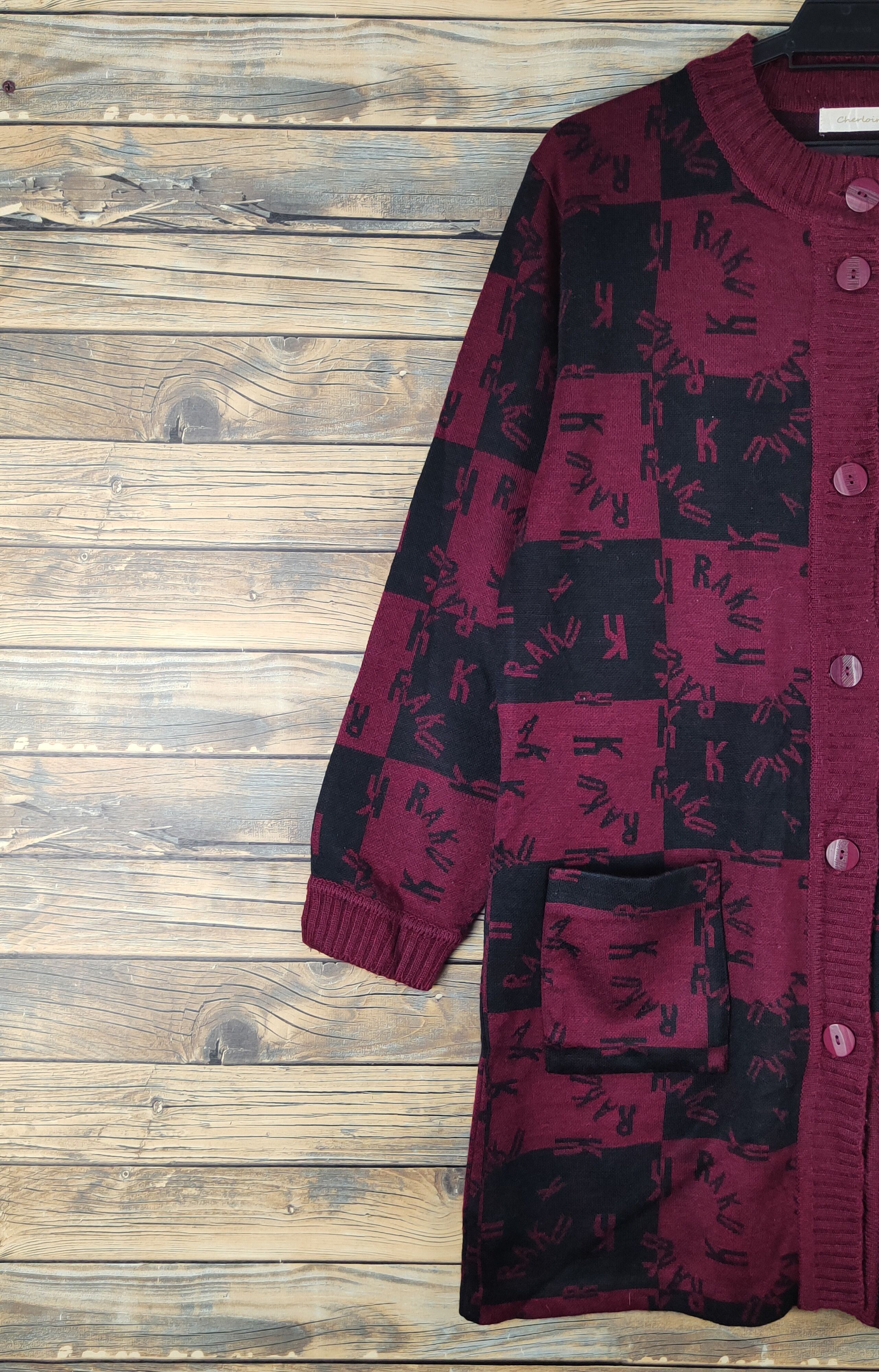 Homespun Knitwear × Japanese Brand Cherloire checkered Knitwear Long Cardigan #W1368 Size L / US 10 / IT 46 - 3 Thumbnail