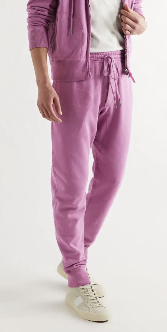 Tom Ford Lilac Pink tapered dyed fleece cotton sweapants size IT 50 Size US 34 / EU 50 - 4 Thumbnail