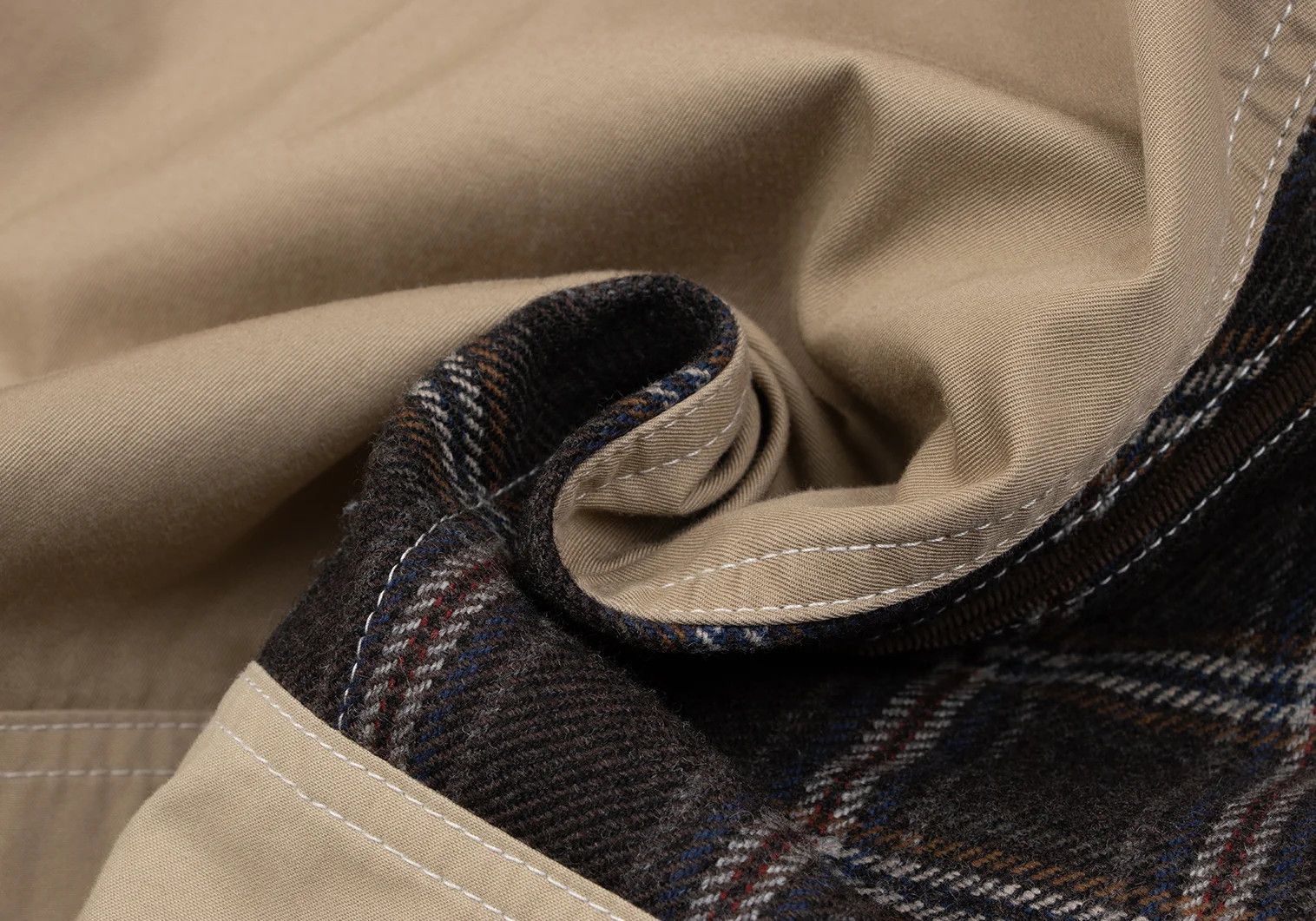 Junya Watanabe Checkered Corduroy Patchwork Zip Jacket in Brown Beige L Size US L / EU 52-54 / 3 - 18 Thumbnail