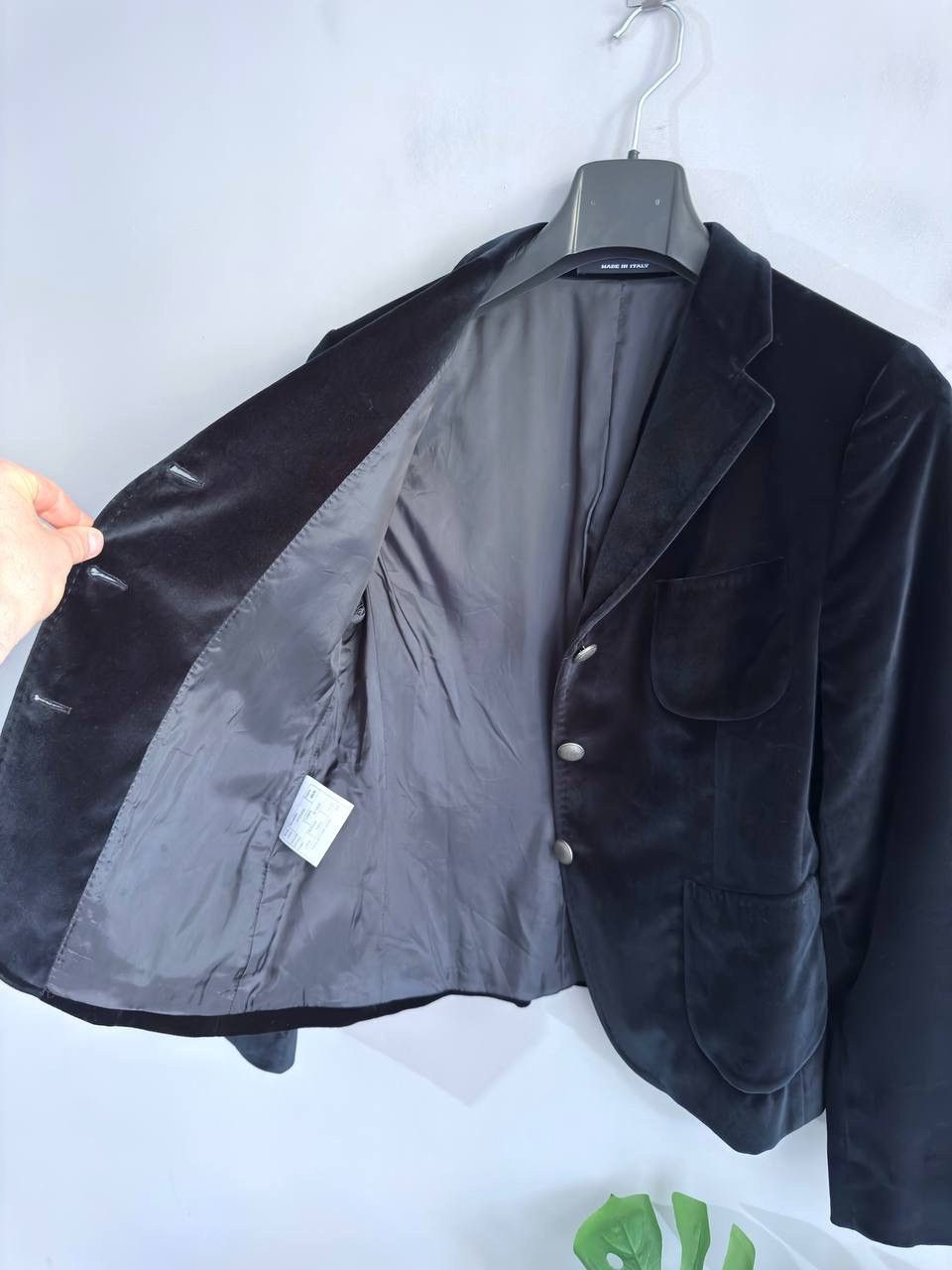Tagliatore Tagliatore Women's Navy Velvet Blazer Made in Italy, 46/S Size S / US 4 / IT 40 - 10 Thumbnail