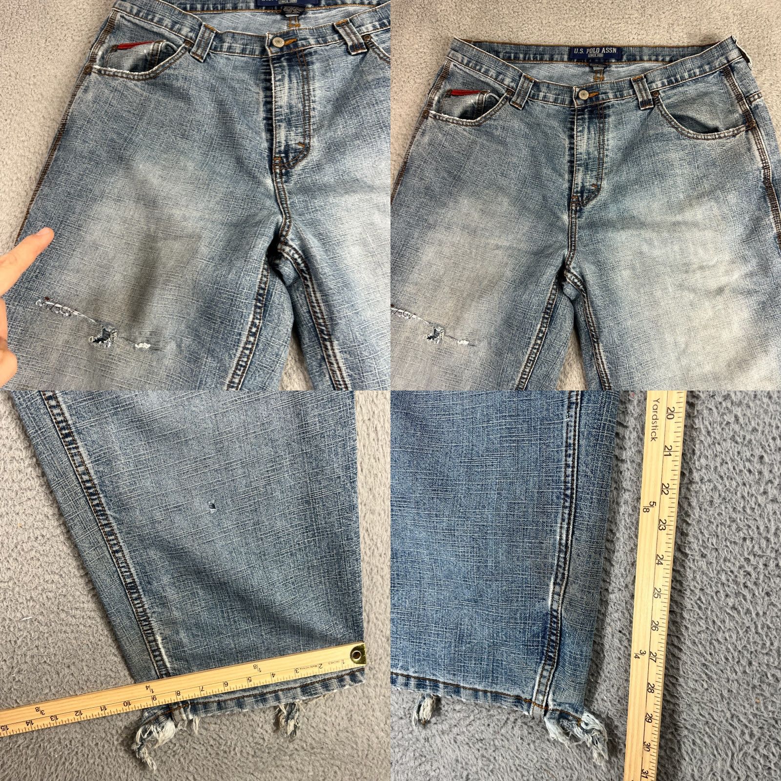 Vintage US Polo Assn Jeans 38x30 Wide-Leg Vintage Men Denim 5-Pocket Distressed Baggy Relaxed 90s Hip Hop Workwear Size US M / EU 48-50 / 2 - 8 Thumbnail