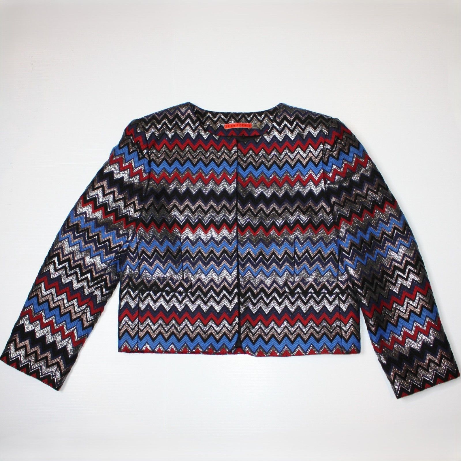 Alice + Olivia Kidman Box Blazer Metallic Print Jacket size M MSRP $597 Size M / US 6-8 / IT 42-44 - 3 Thumbnail